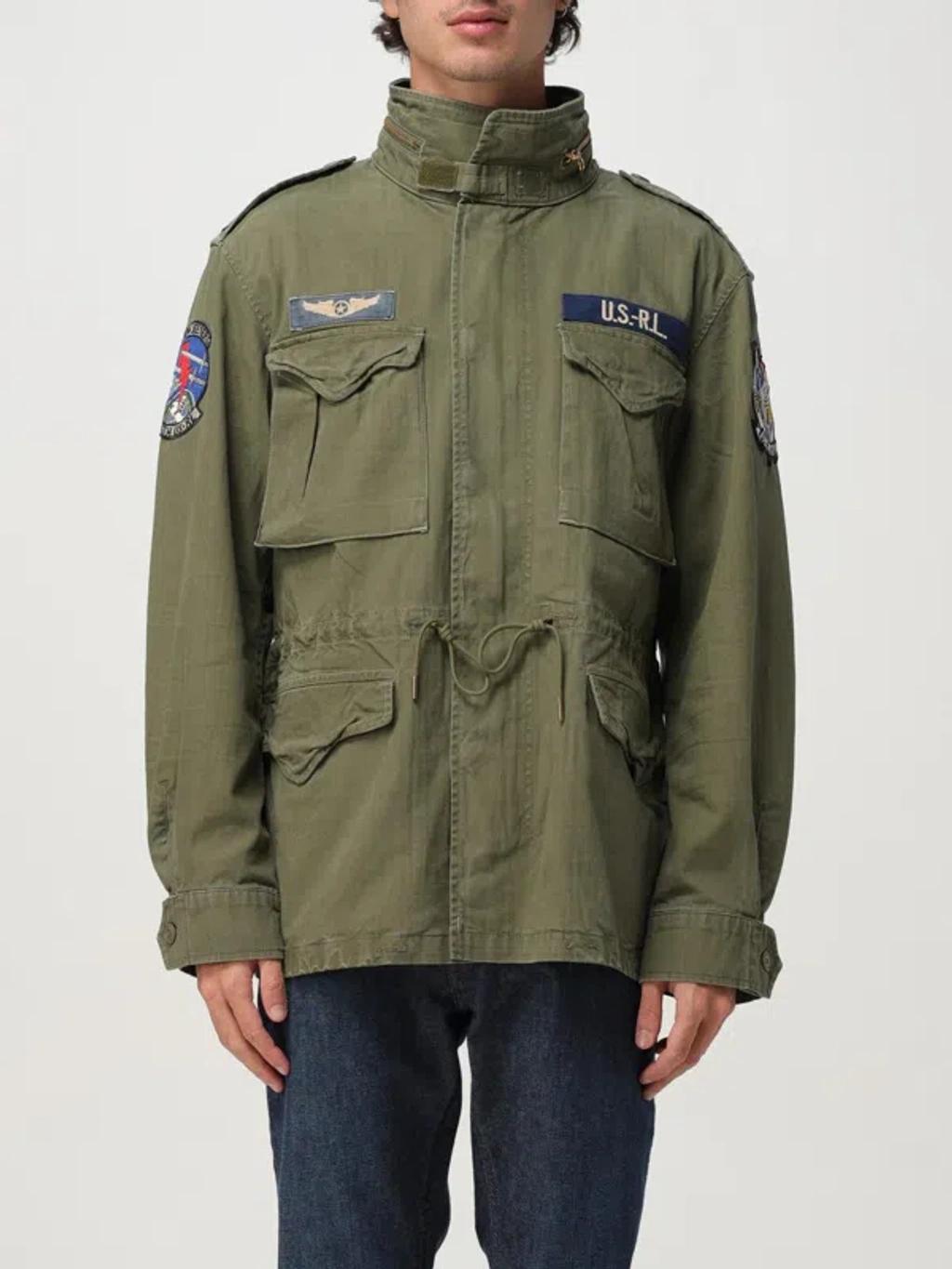 POLO RALPH LAUREN Cotton Denim Jacket With Front Logo Patch In Green Product Image