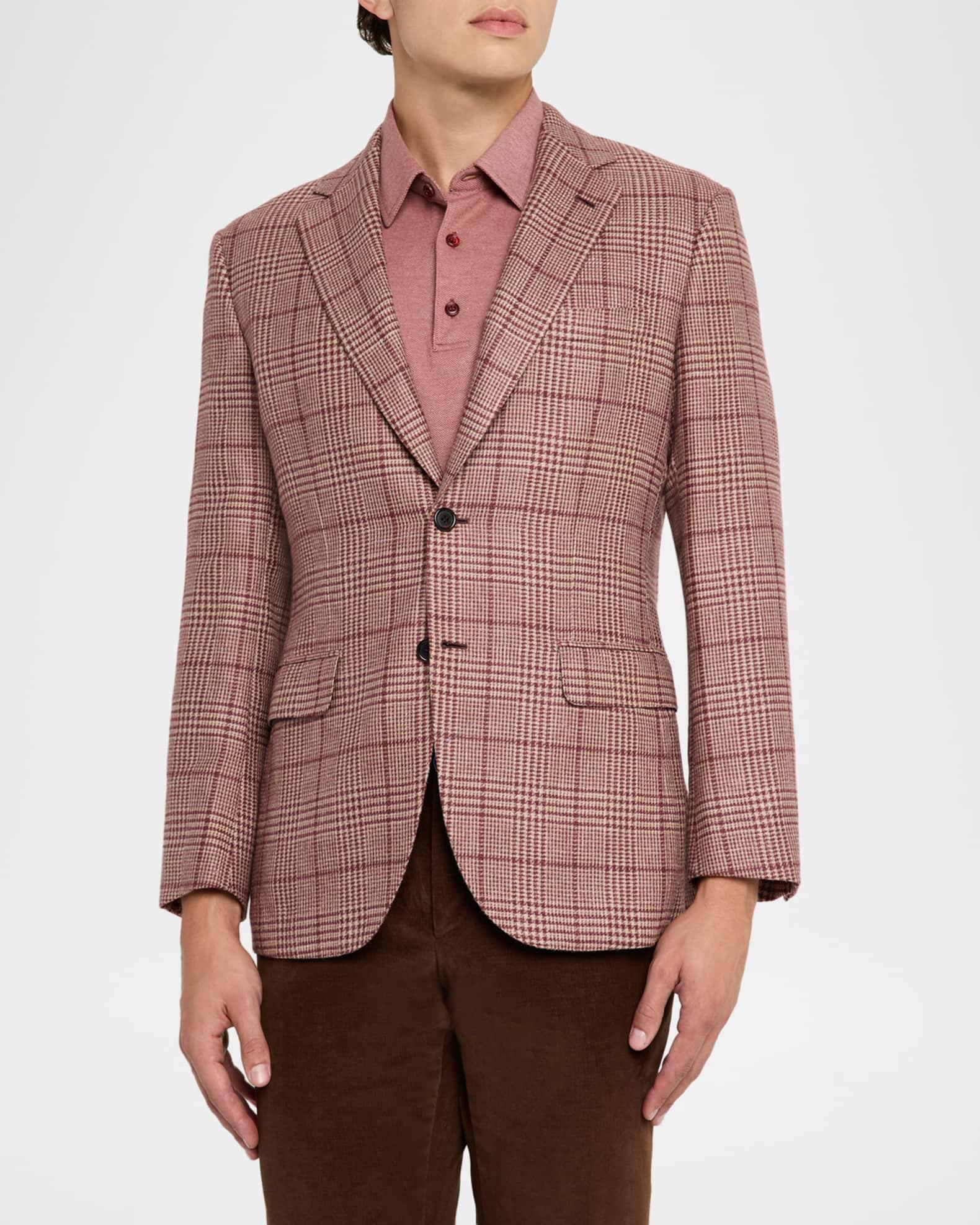 Men's Cashmere Blend Rust Plaid Sport Coat Product Image