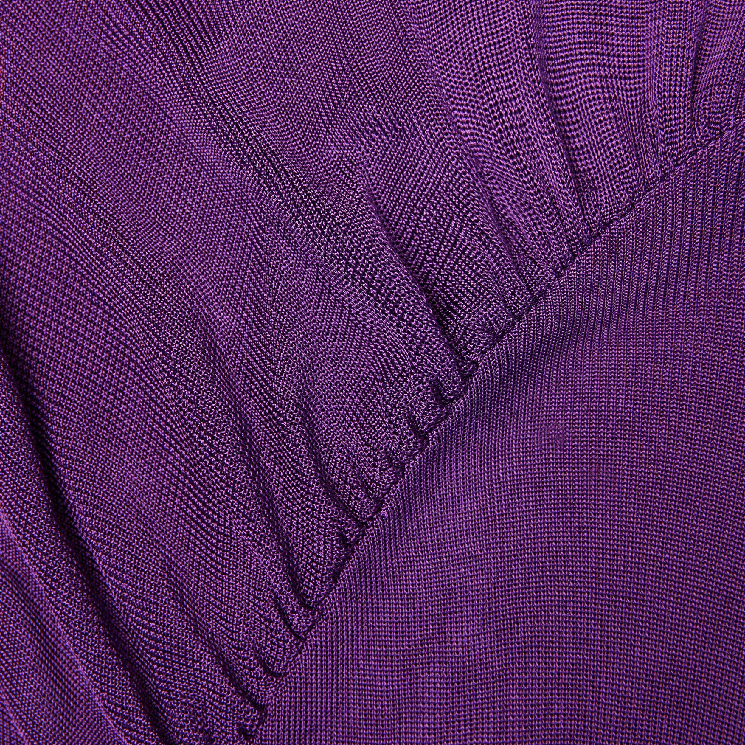 Purple Cut Out Viscose Knit Maxi Dress Product Image