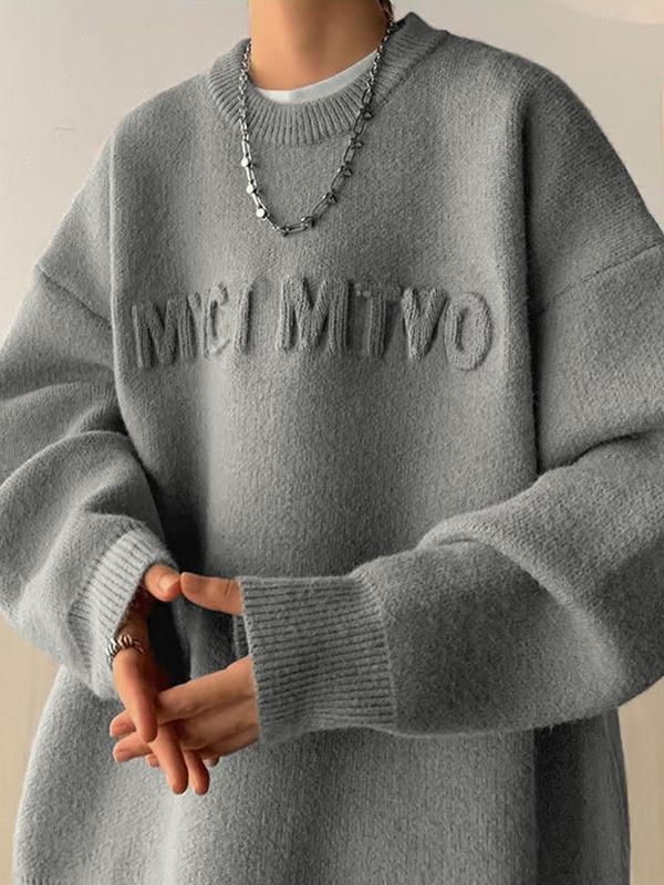 Men's Three Dimensional Letter Jacquard Sweater Product Image