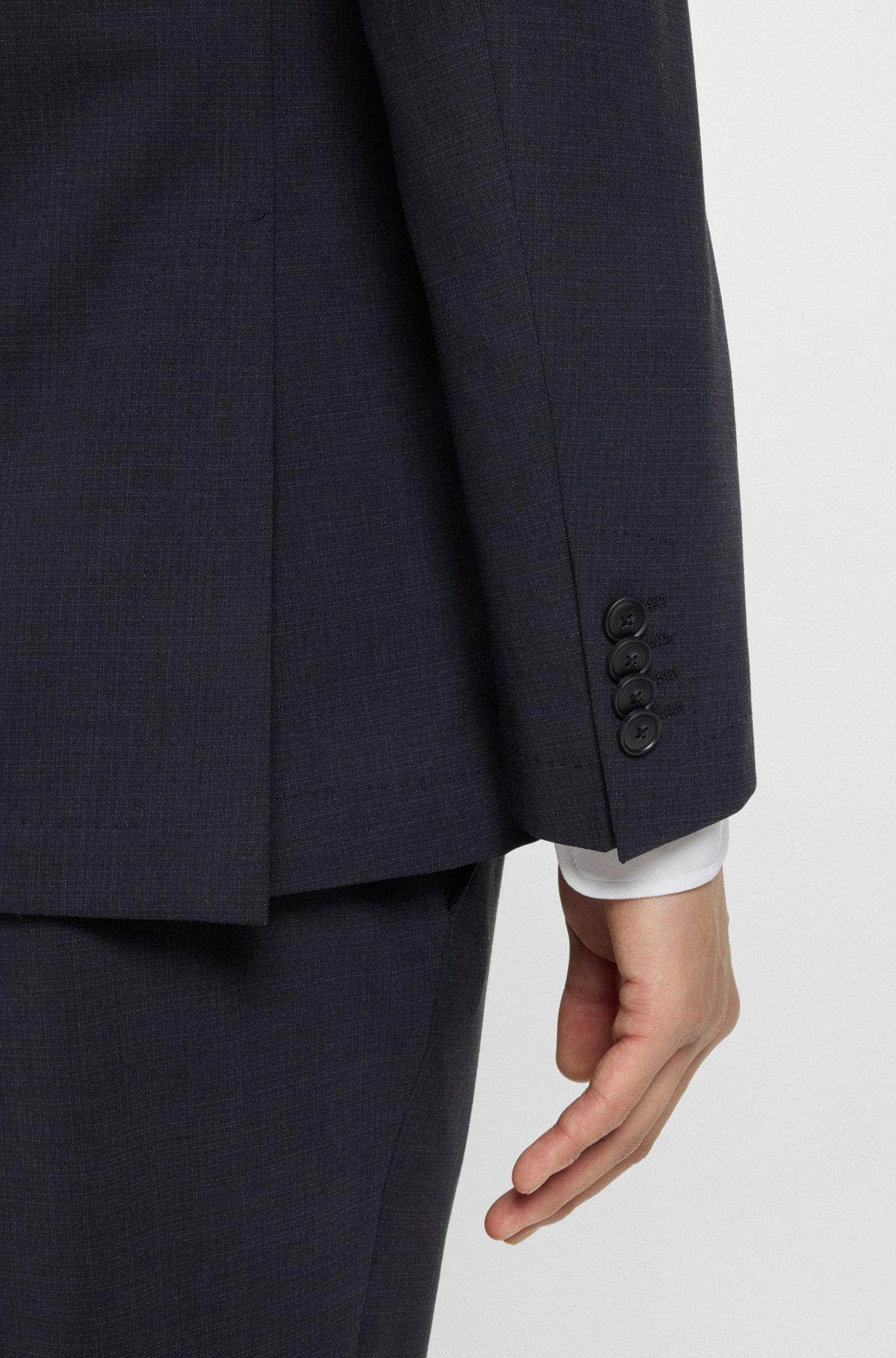 BOSS - Slim-fit suit in micro-patterned stretch fabric - Dark Blue Product Image