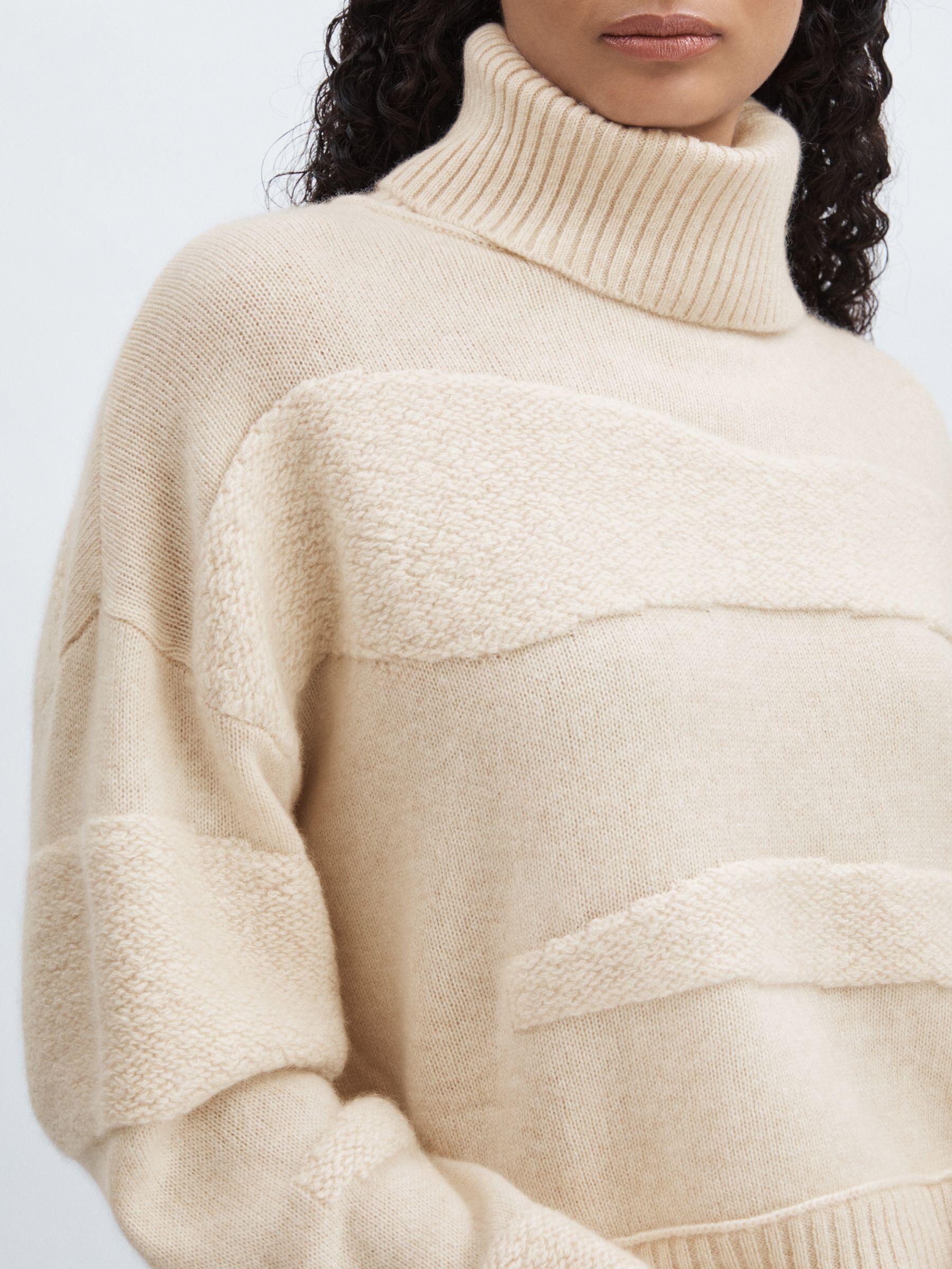 Crush Collection 100% Cashmere Roll-Neck Jumper in Cream Product Image