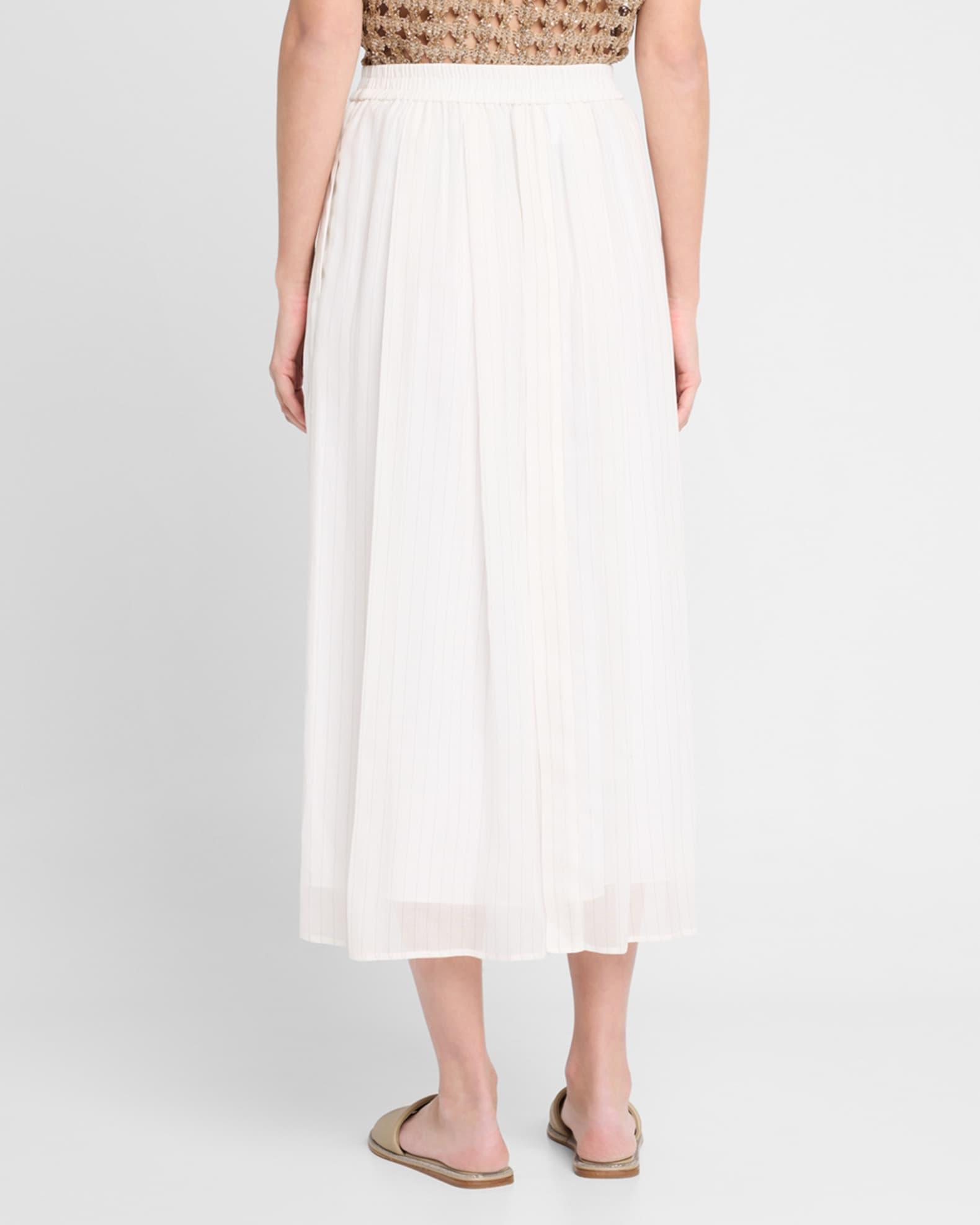 Pinstripe Cotton Gauze Midi Pull-On Skirt Product Image