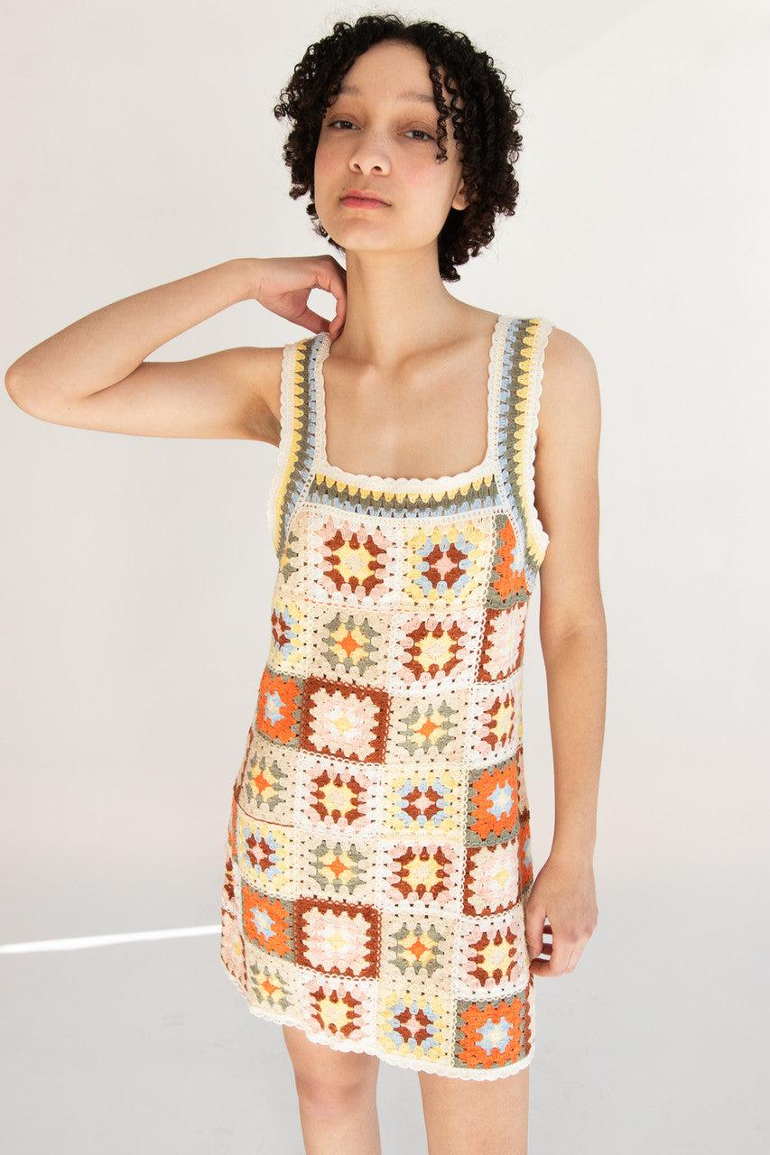Crochet Granny Square Mini Dress Product Image