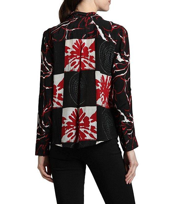 APNY Abstract Collared Long Sleeve Button Up Top Product Image