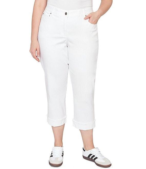 Ruby Rd. Plus Size Soft Stretch Twill Cuffed Hem Girlfriend Pants Product Image