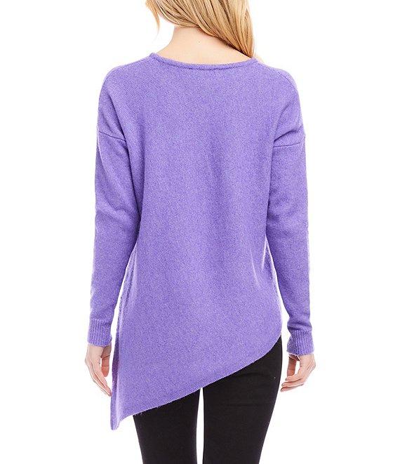 Karen Kane Crew Neckline Long Sleeve Asymmetrical Hemline Top Product Image