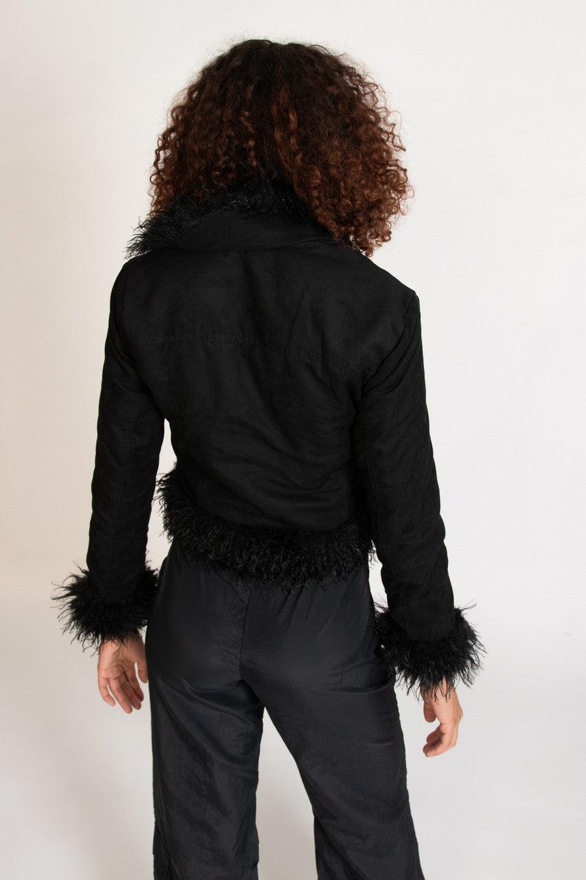 Fur Trim Suede Jacket Product Image