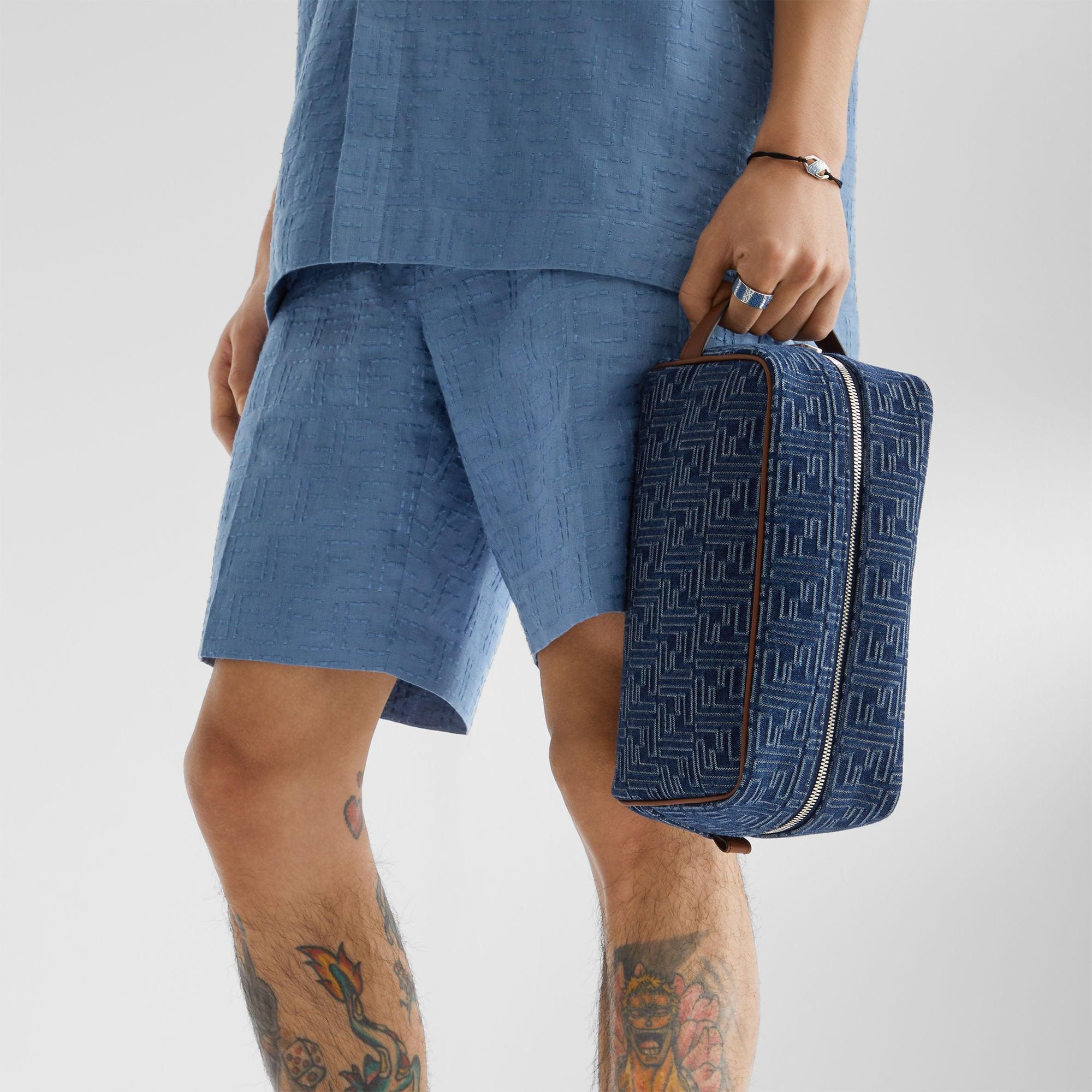 FF Toiletry Case MediumBlue denim-effect FF Jacquard toiletry case Product Image