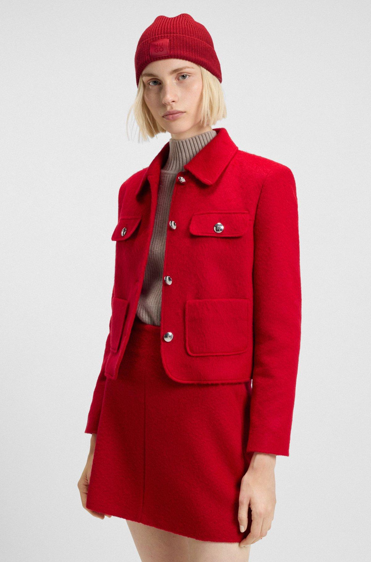 Wool-blend beanie hat with logo label Product Image