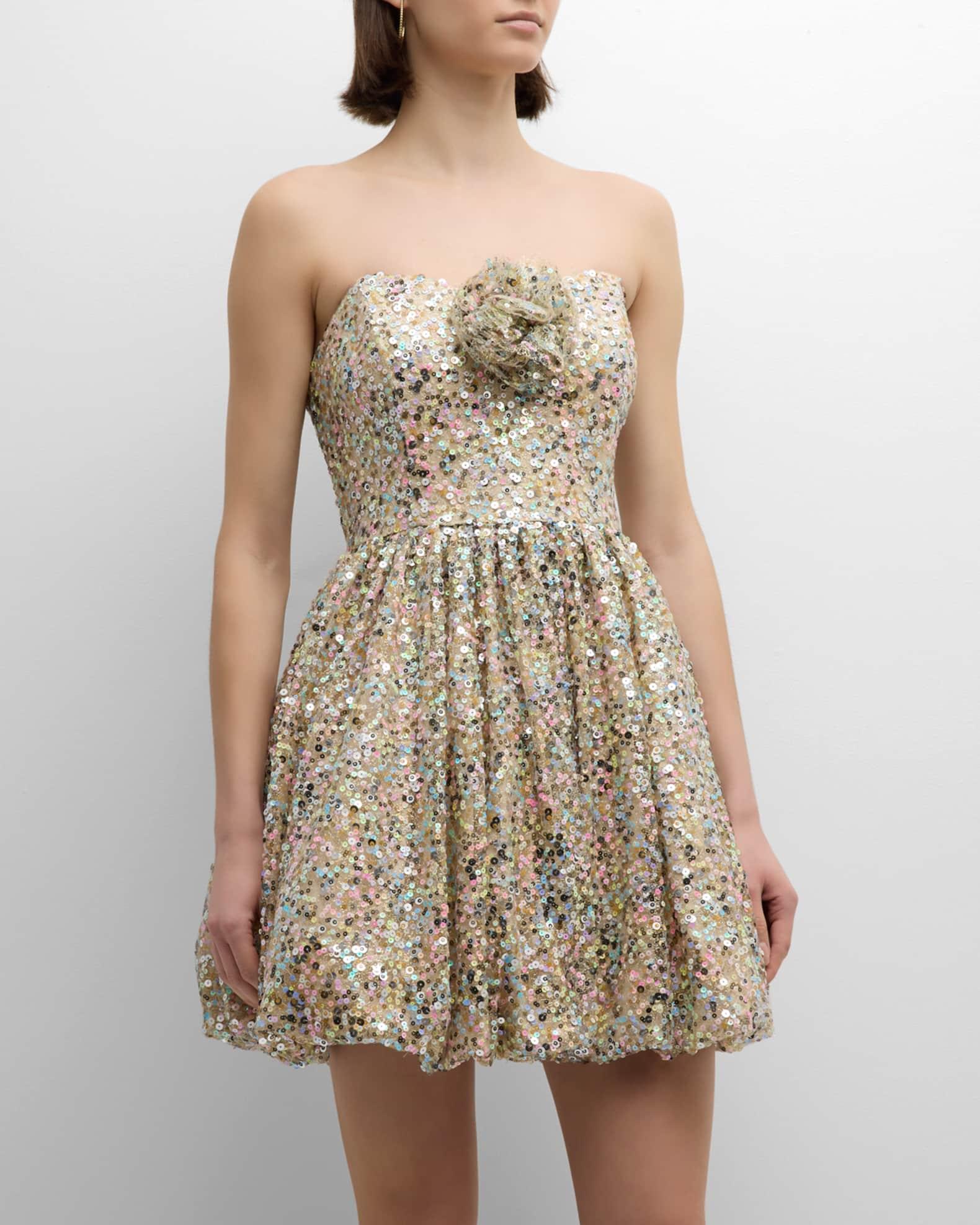 Sequin Fit-&-Flare Sweetheart Mini Dress Product Image