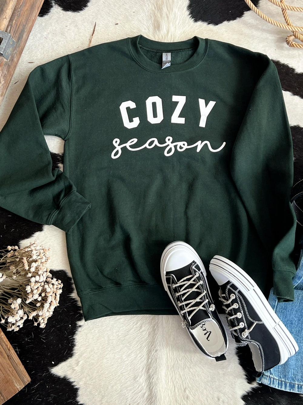 Cozy Season Graphic Crew Neck Sweatshirt - 3 Colors* Product Image