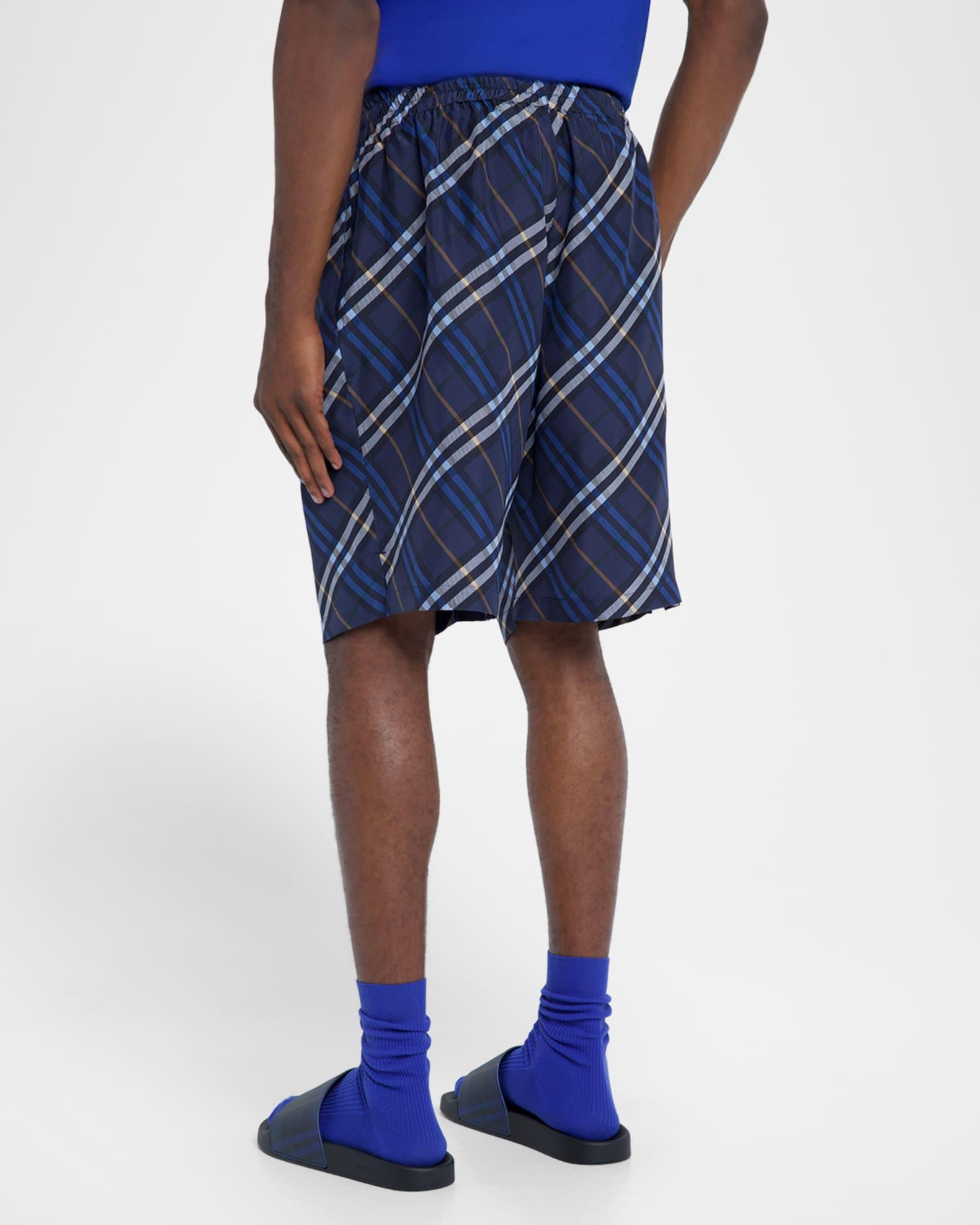 Men's Casual Silk Check Shorts Product Image