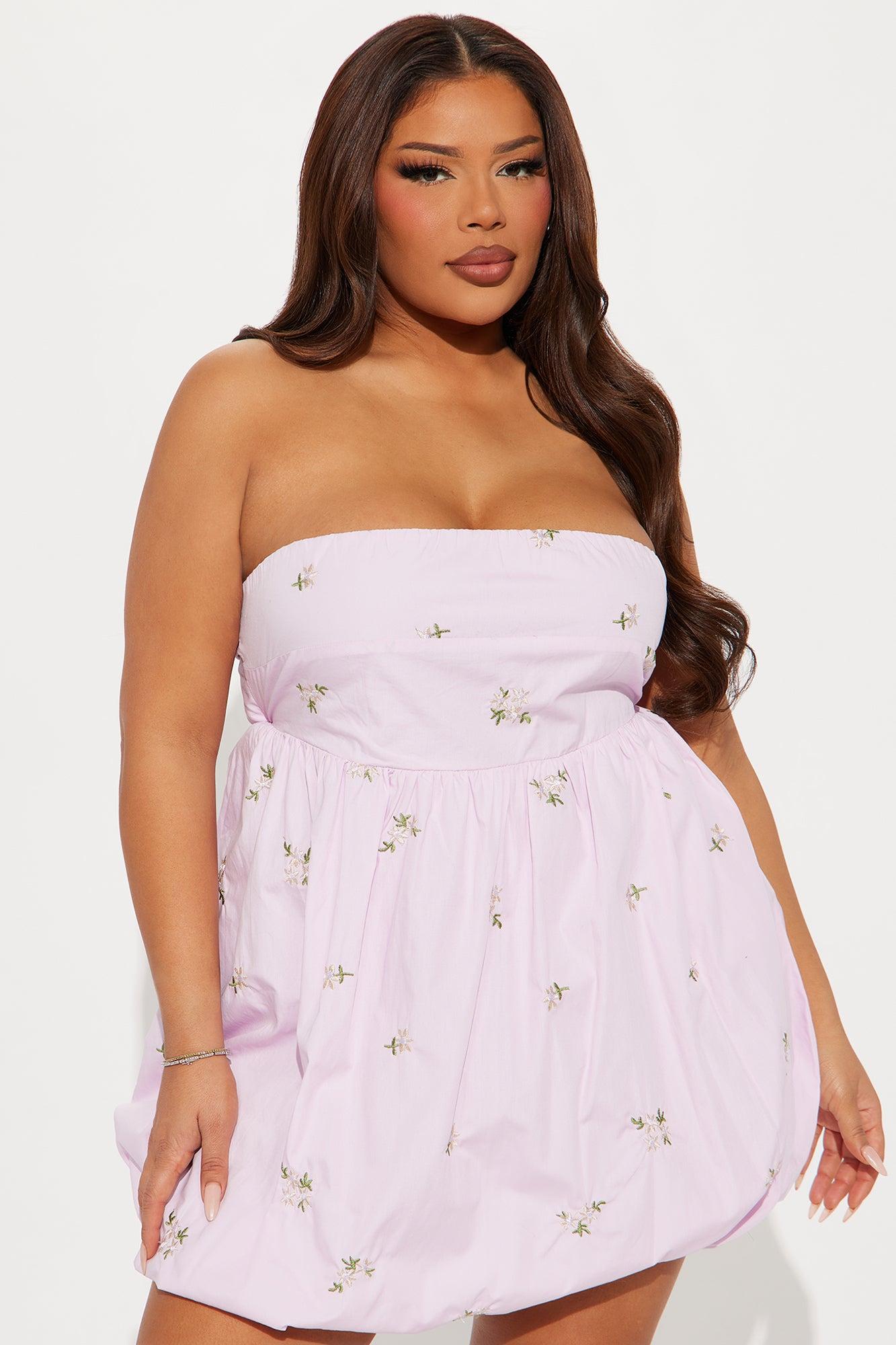 Aria Linen Bubble Mini Dress - Purple Product Image