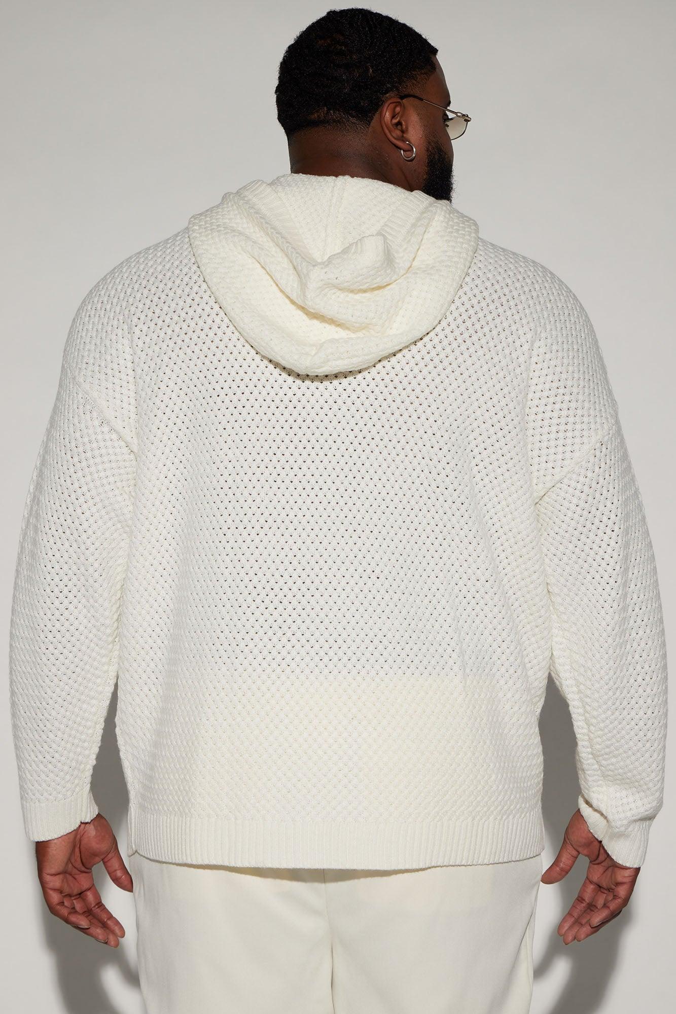 Say Less Cableknit Hooded Sweater - White Product Image