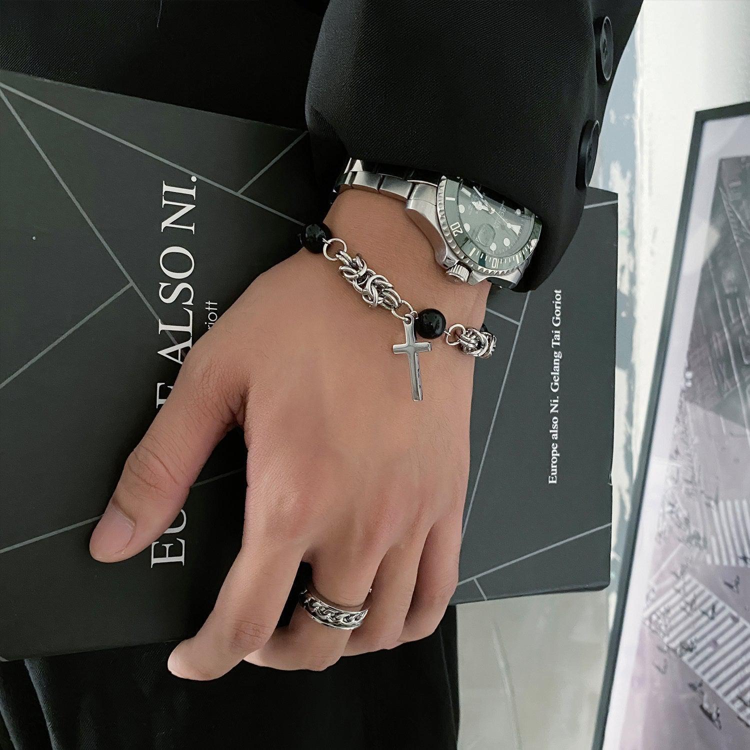 CROSS BLACK PEARL CHAIN BRACELET Product Image