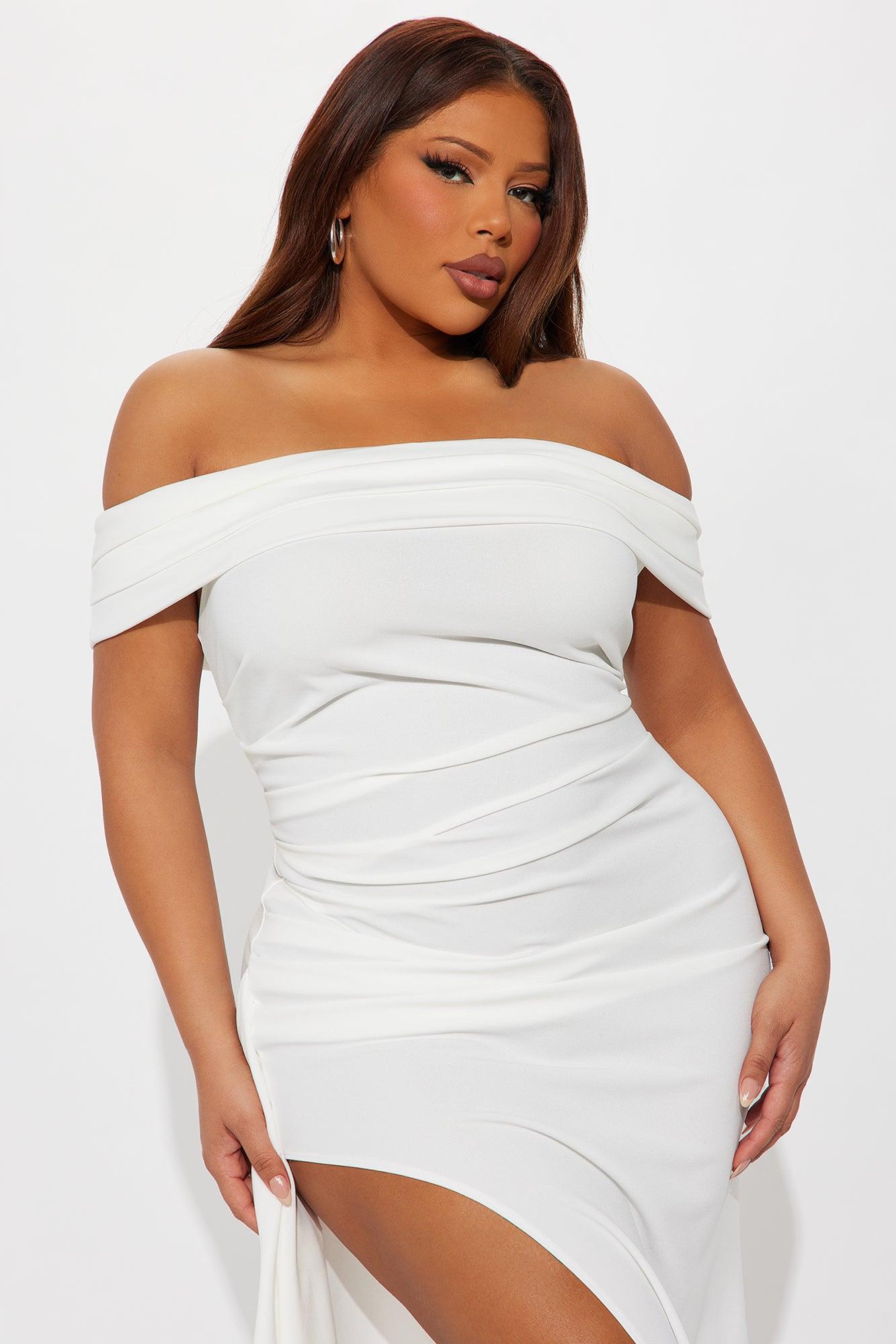 Shantal Off Shoulder Crepe Maxi Dress - White Female Product Image