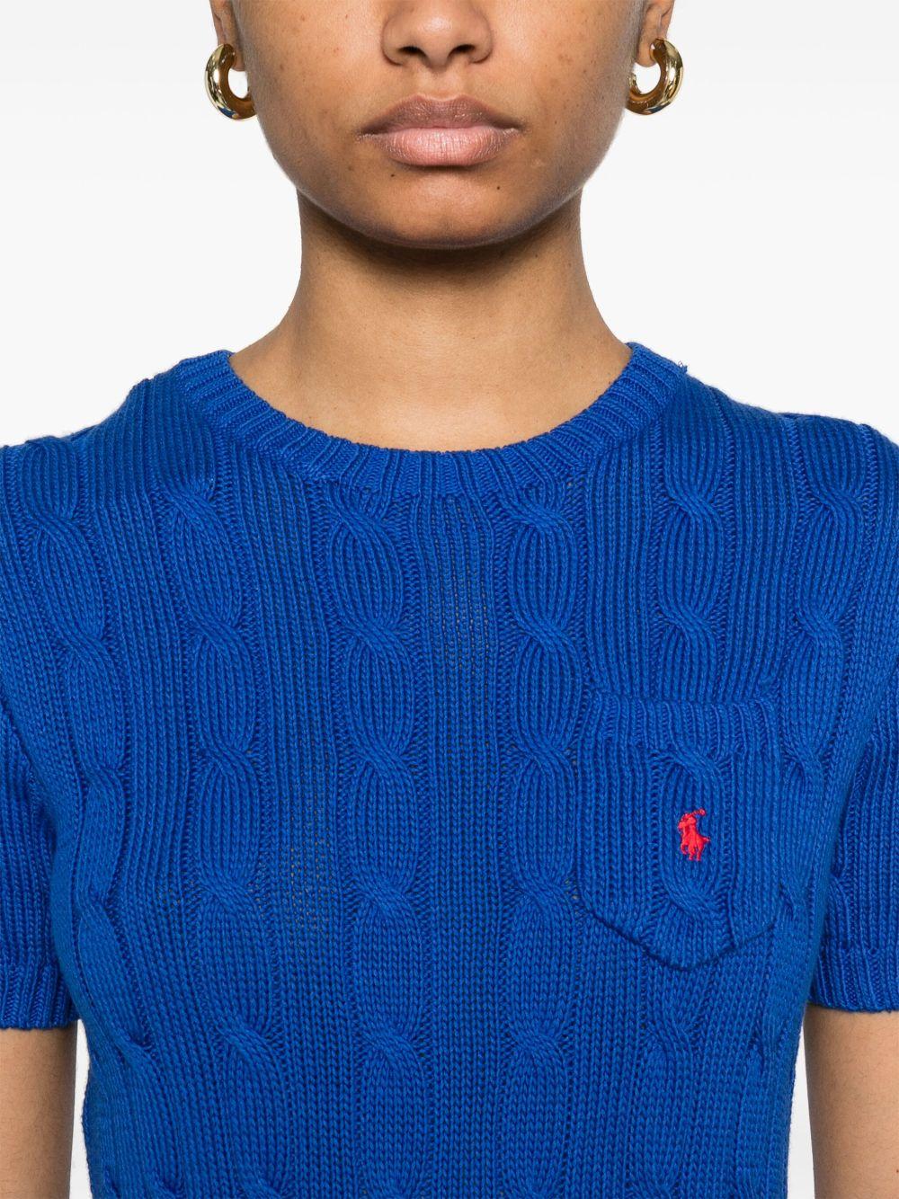 cable-knit short-sleeve top Product Image