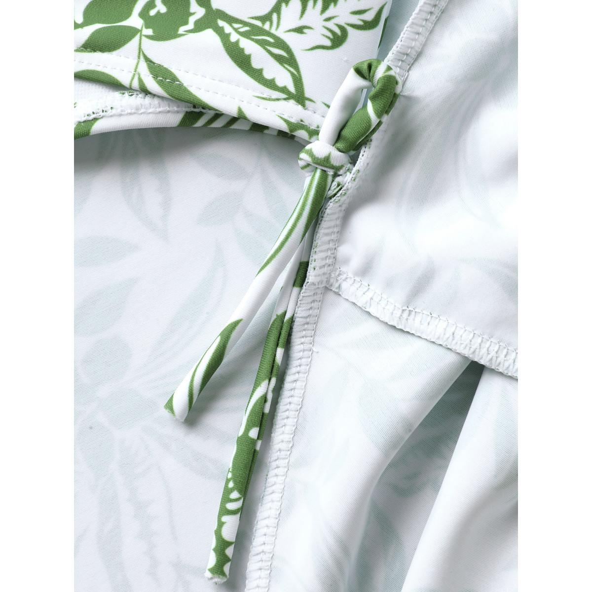 Plus Size Anti-Float Tie Floral Print Swim Dress Women's Swimwear Truegreen Beach Bodycon Overlap Collar High stretch Curve Swim Dresses BloomChic 26/4X Product Image