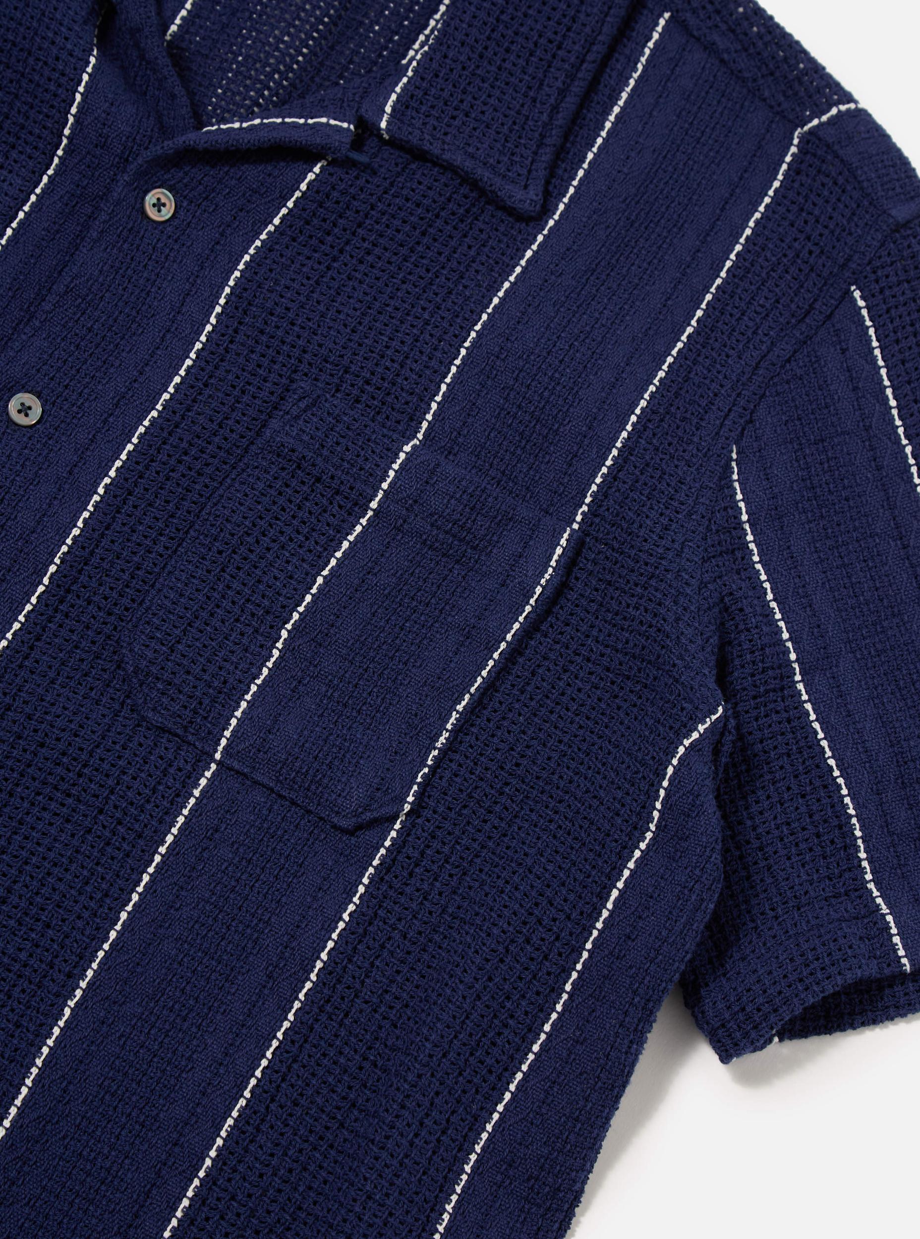 Navy Reef Stripe Cotton Road Shirt Product Image