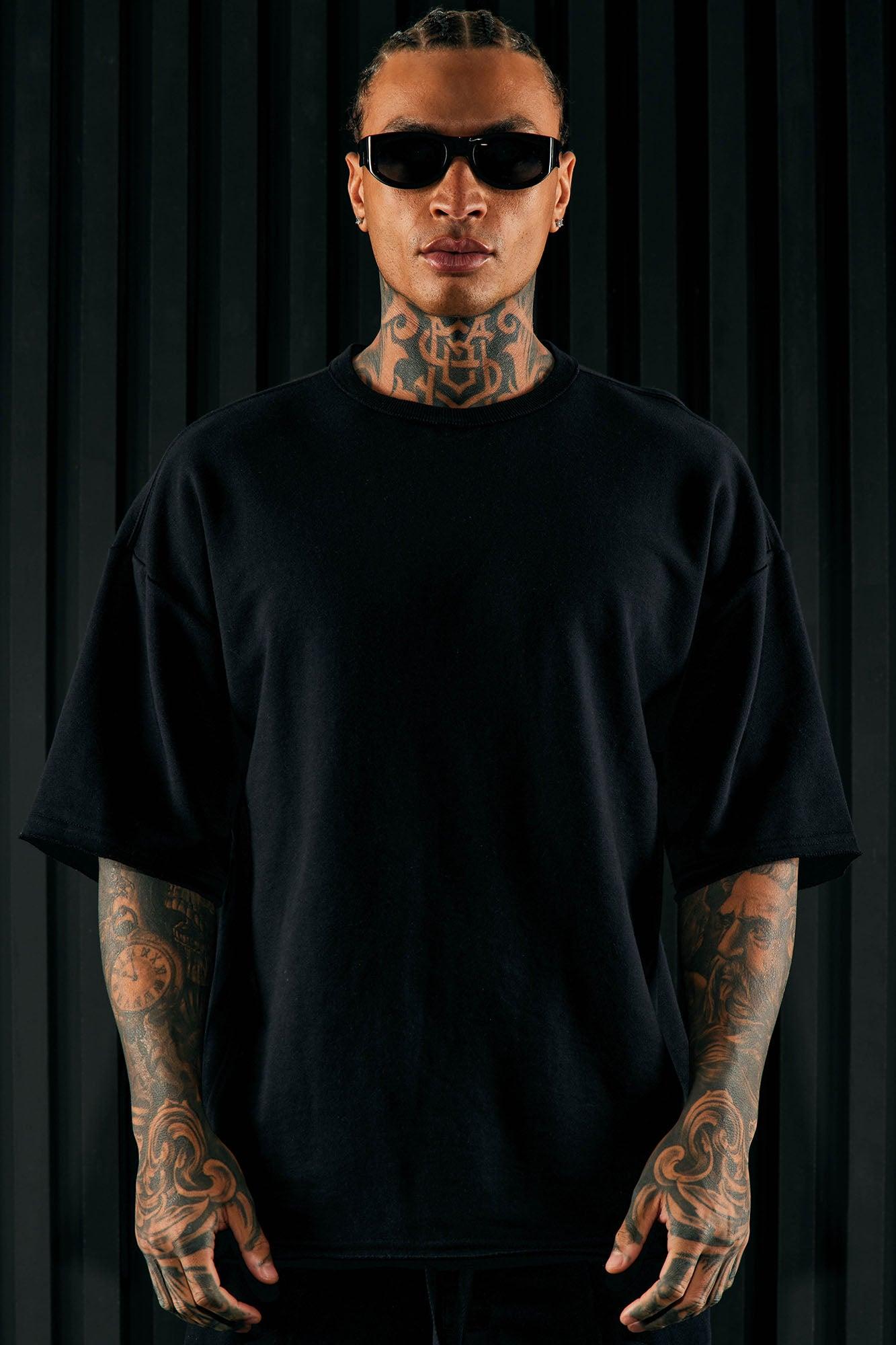 I Like How It Looks Oversized Terry Short Sleeve Tee - Black Product Image