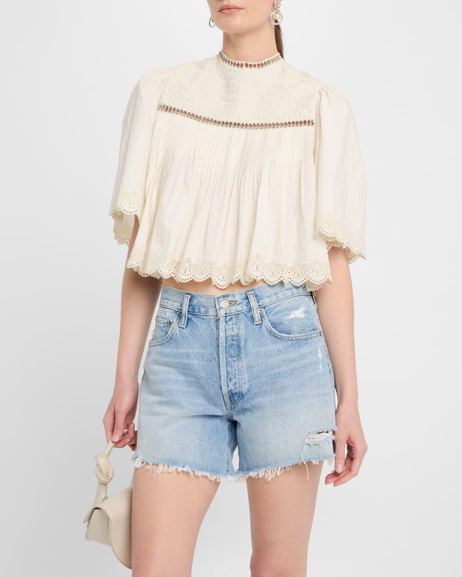 Larissa Embroidered Short-Sleeve Crop Top Product Image