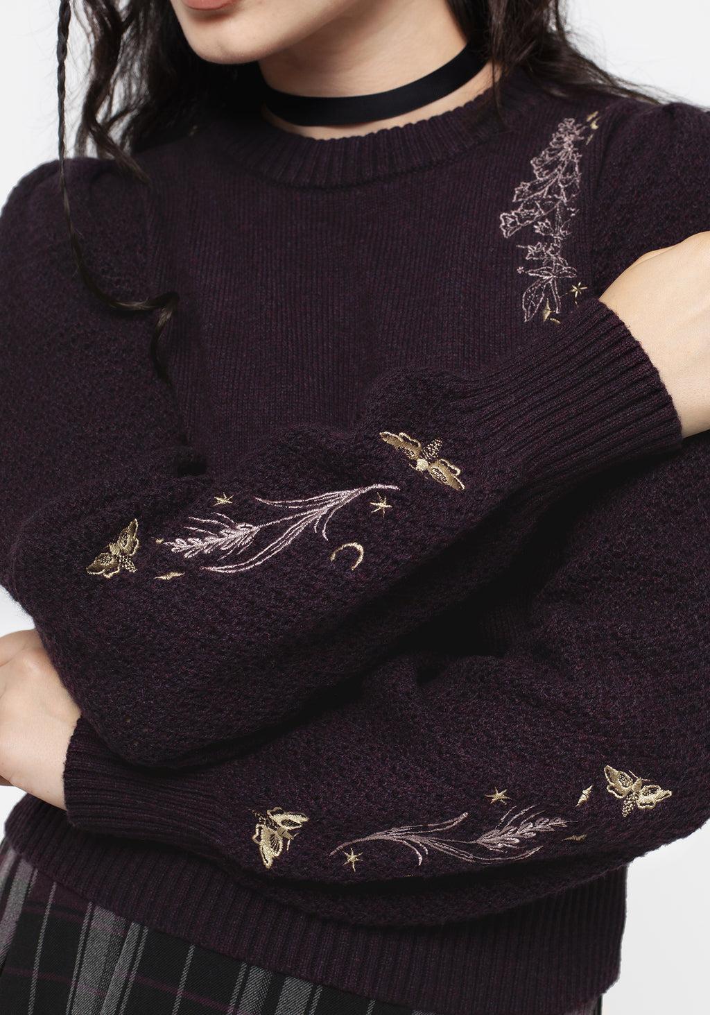 Foxglove Embroidered Knit Sweater Product Image