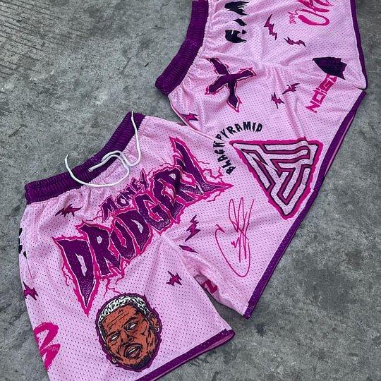 Sopula Vintage Casual Money Drudgery Graphics Mesh Shorts Product Image