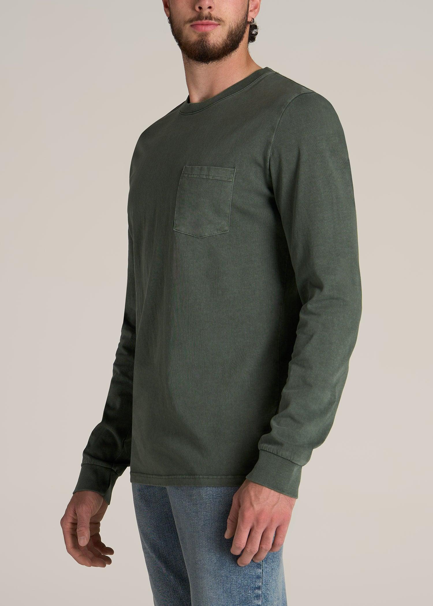 Garment Dyed Long Sleeve Pocket Tall Men's Tee in Spring Olive Male Product Image