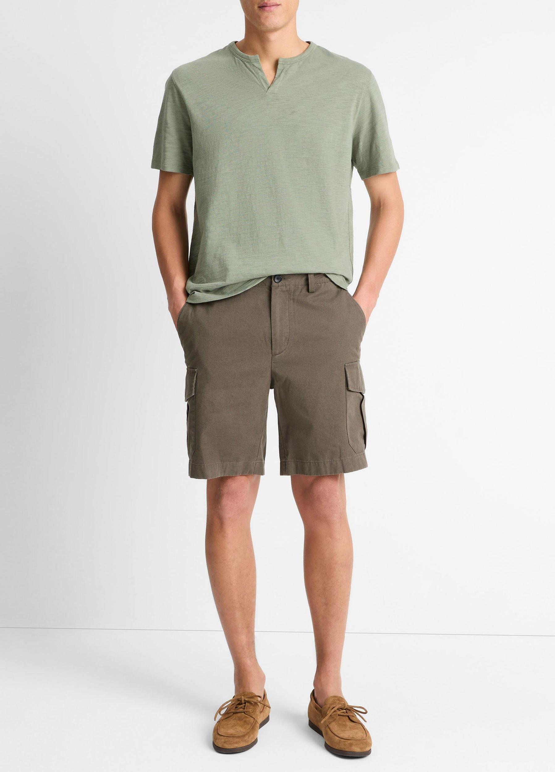 Slub Cotton Split-Neck T-Shirt Product Image