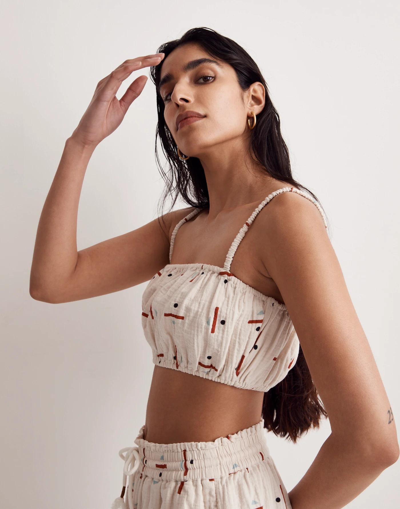Madewell x Caroline Z Hurley Cover-Up Bubble Crop Top in Tridot Product Image