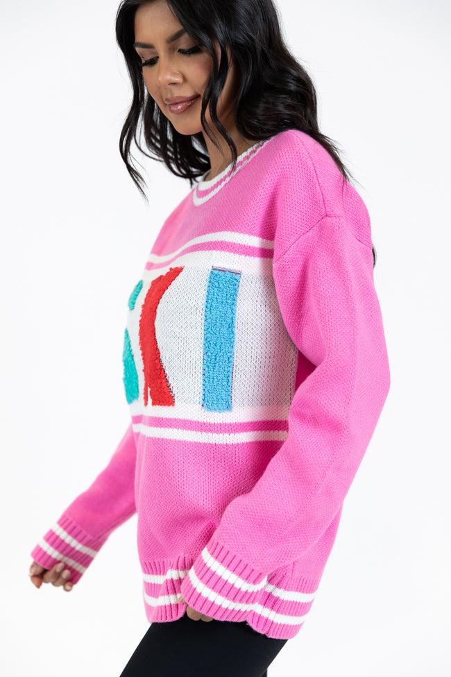 Varsity Ski Pink Sweater FINAL SALE Product Image