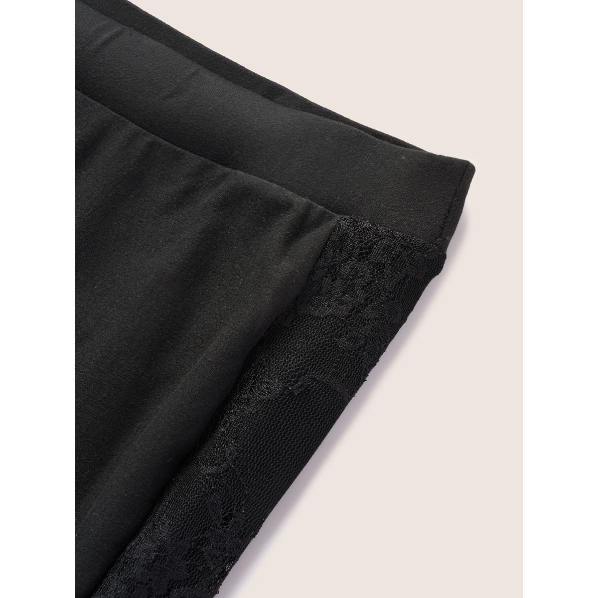 Plus Size Crochet Lace Mesh Skinny Leggings Women Black Casual High stretch Skinny High Rise Everyday Leggings BloomChic 18-20/2X Product Image