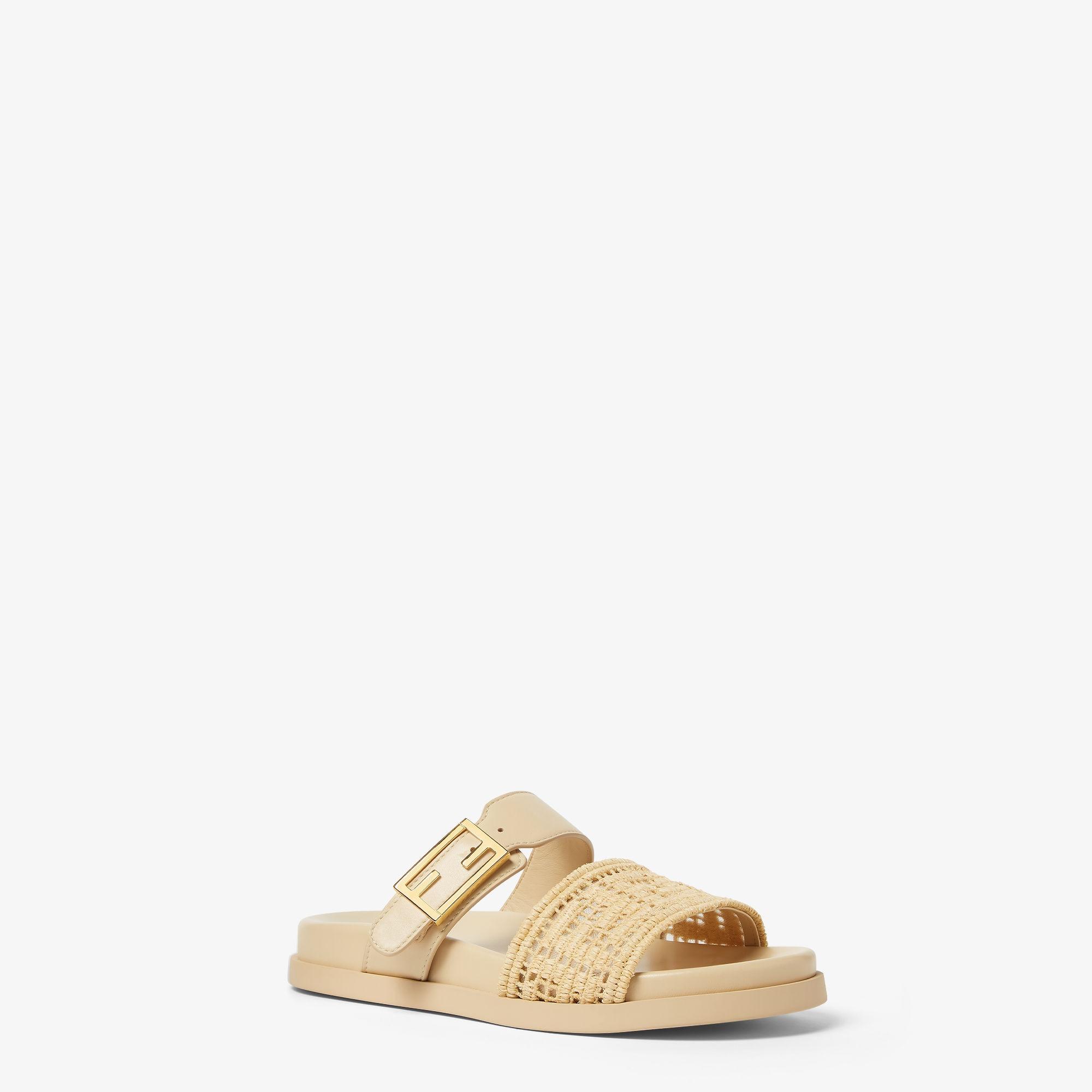 Fendi FeelMesh slides with raffia FF embroidery Product Image