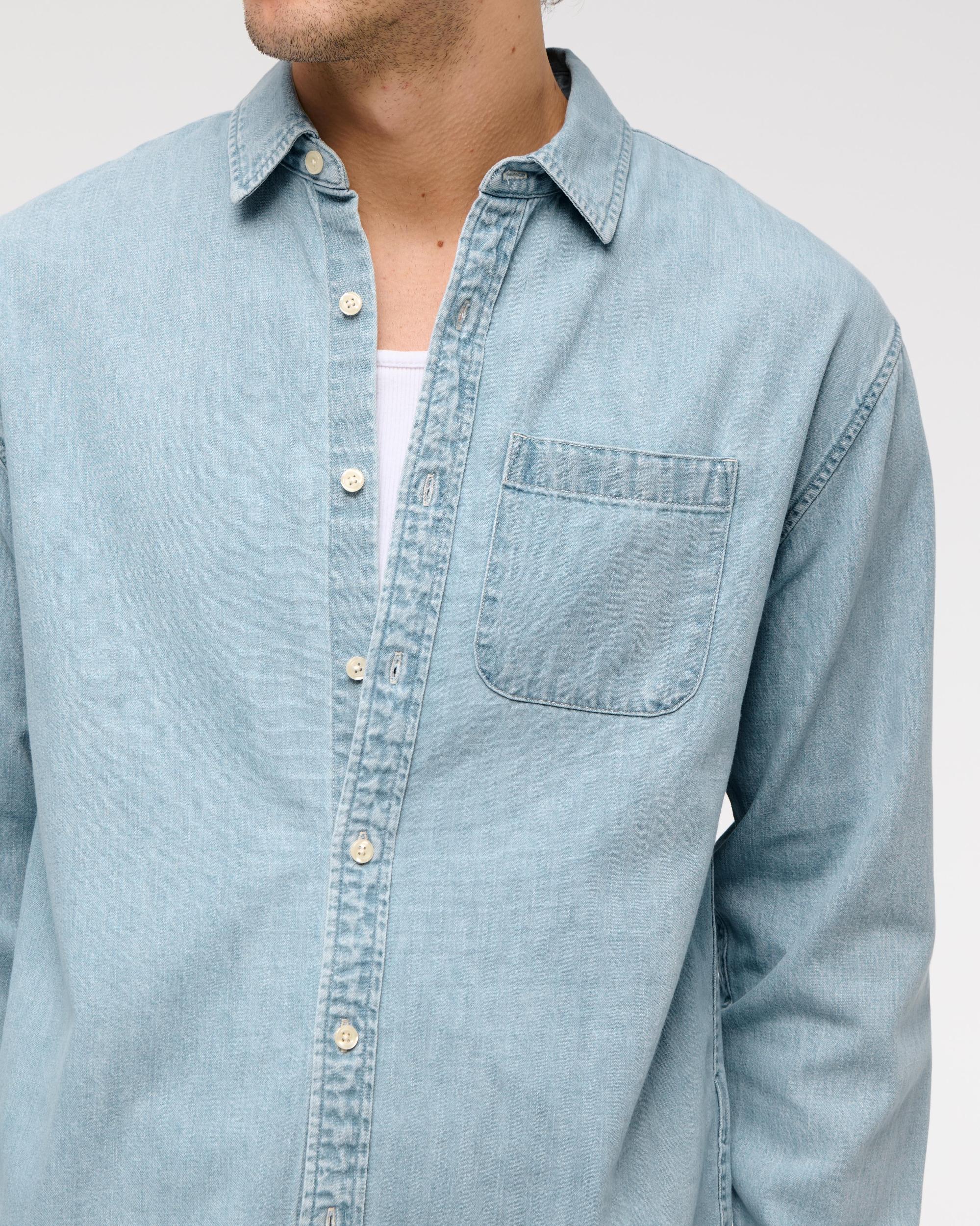 Denim Button-Up Shirt Product Image