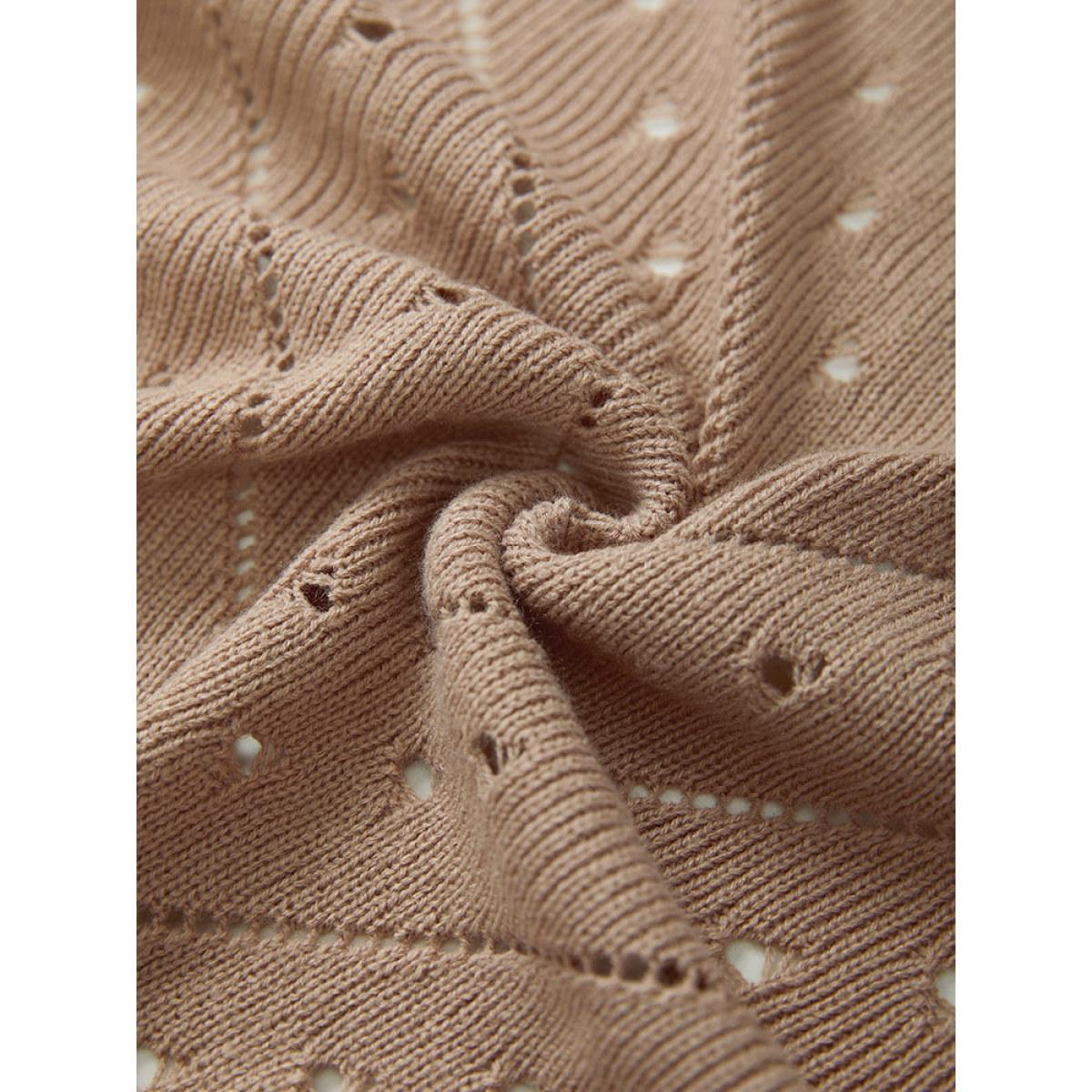 Plus Size Lapel Collar Geometric Eyelet Drop Shoulder Cardigan Rouge Women Casual Loose Long Sleeve Dailywear Cardigans BloomChic 22-24/3X Product Image