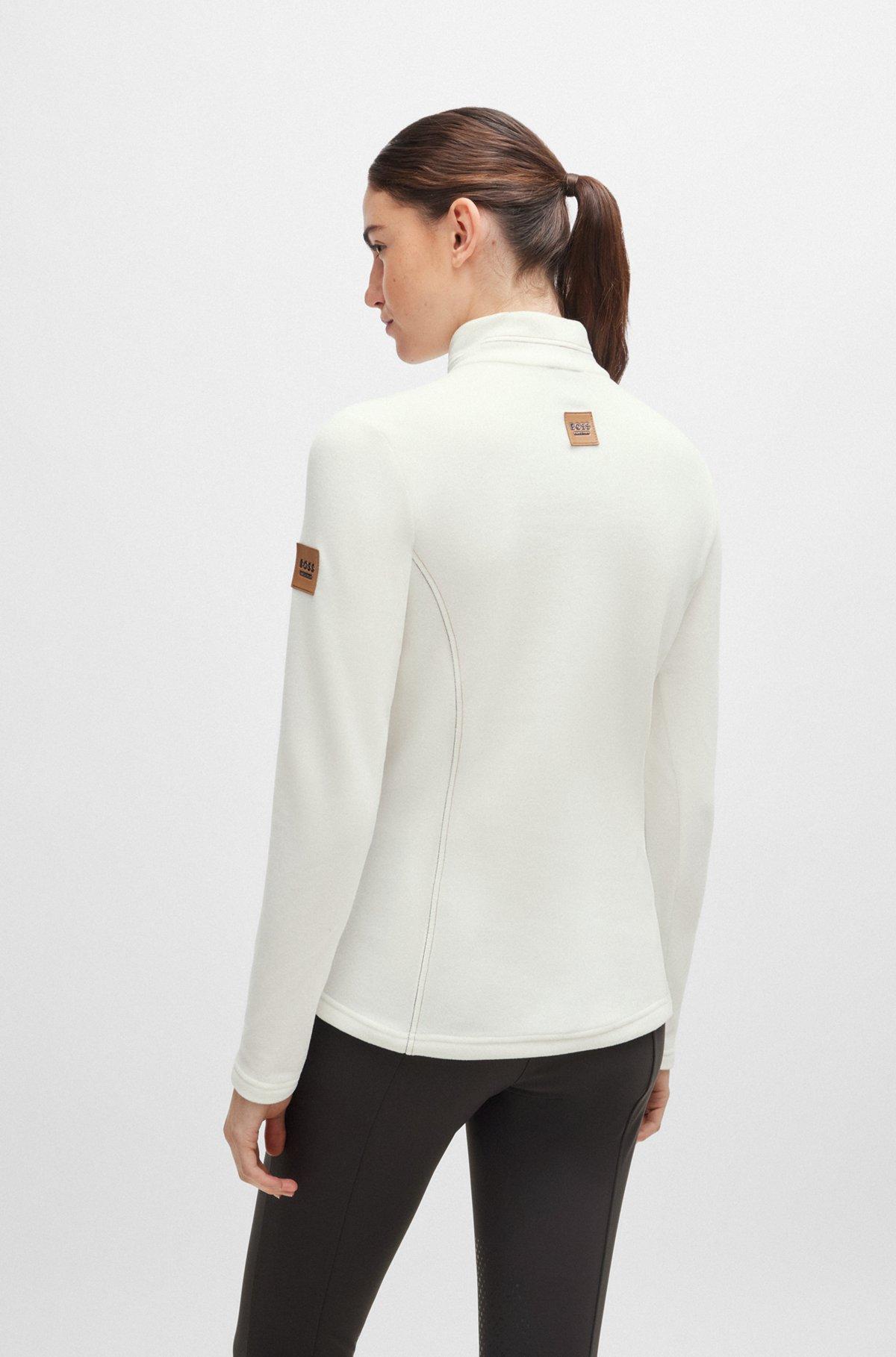 BOSS - Equestrian zip-neck fleece in ultra-lightweight fabric - White Product Image
