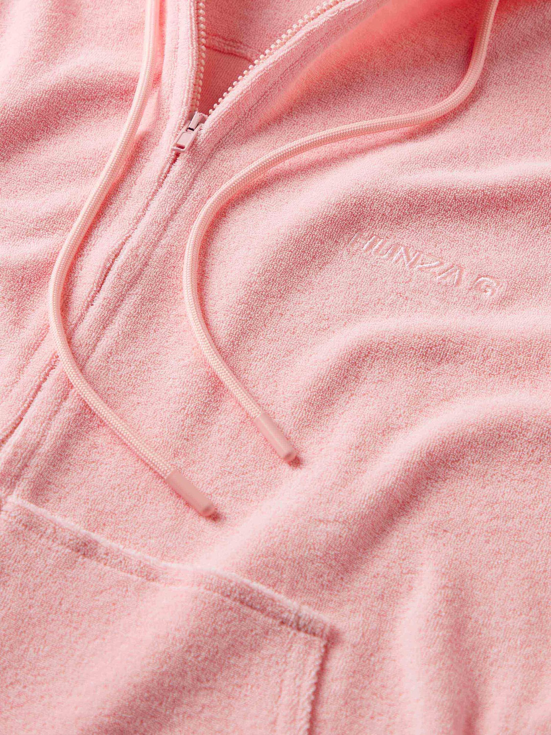 Terry Towelling Zip Hoodie - Pink Product Image