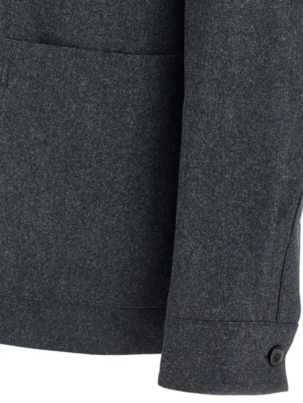 ZEGNA Wool Jacket Featuring Long Sleeves And Pockets In Blue Product Image