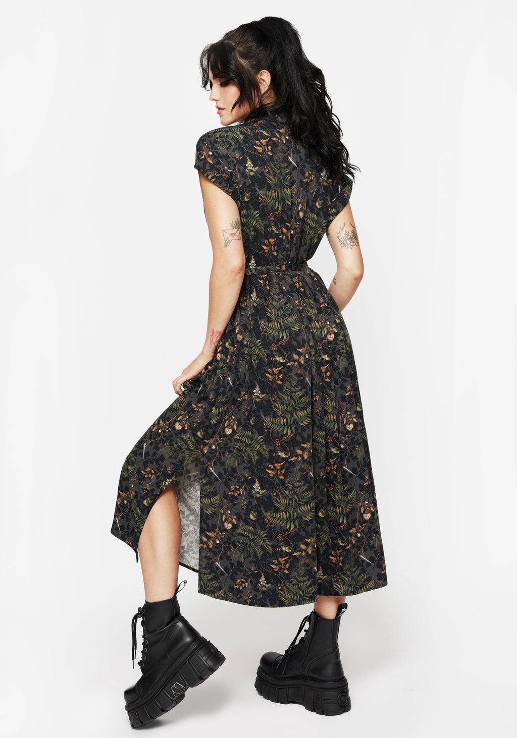 Wither Fern Print Midi Shirt Dress Product Image
