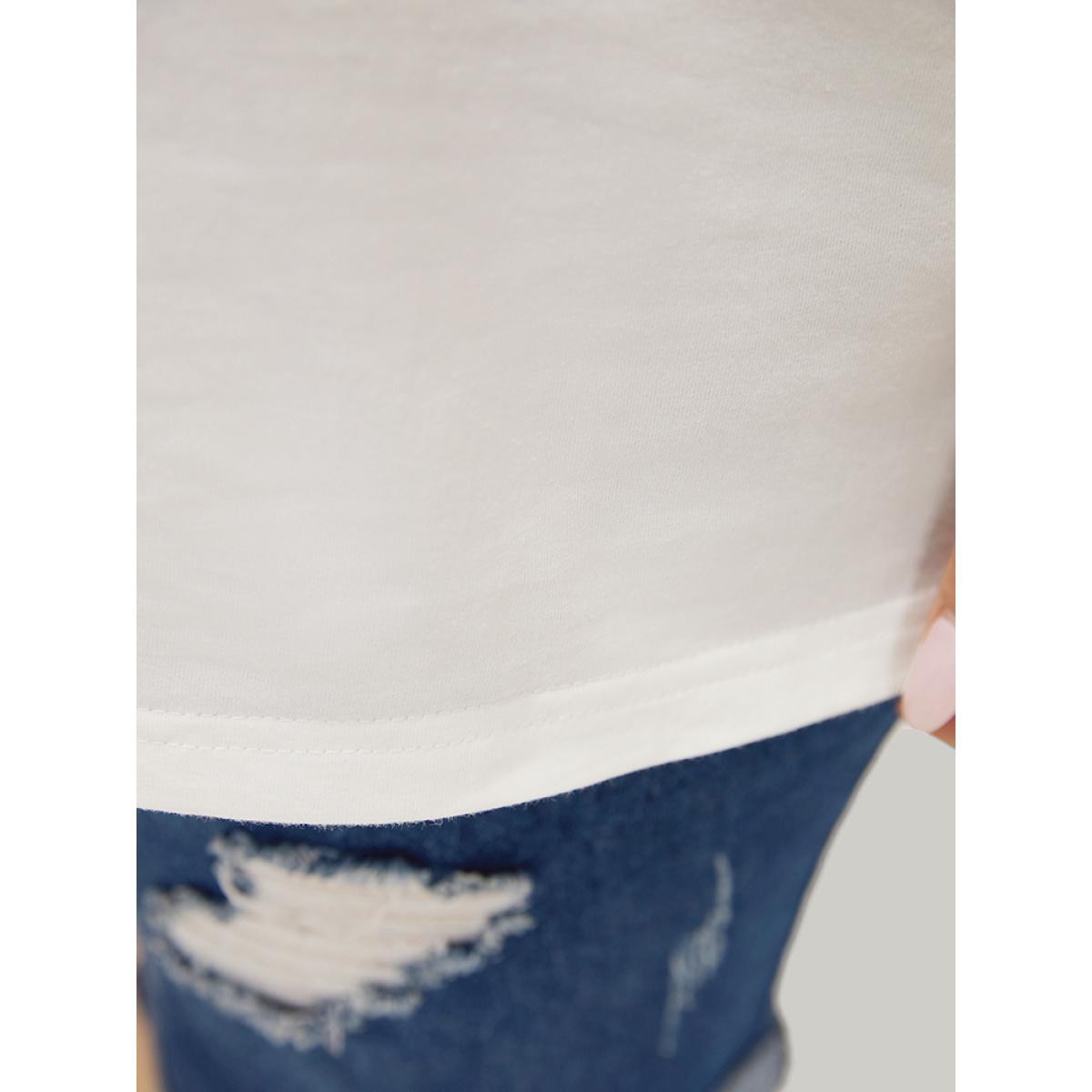 Plus Size Coconut Tree & Letter Print Drop Shoulder T-shirt White Women Casual Tropical Dailywear T-shirts BloomChic 28/5X Product Image