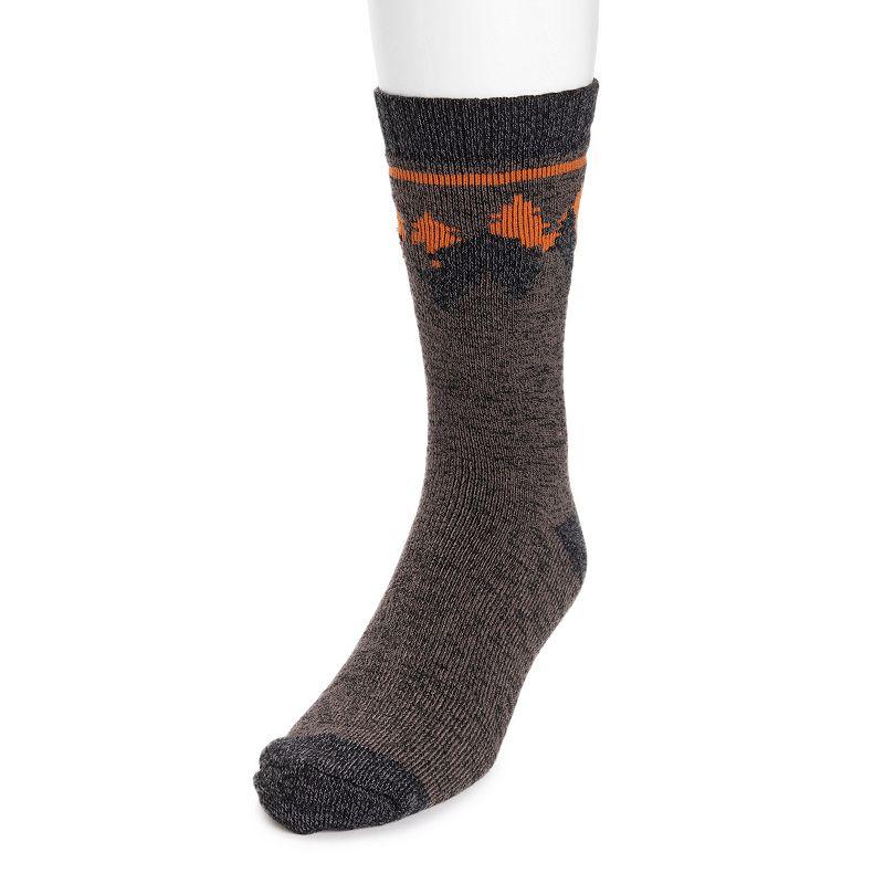 Men's MUK LUKS Stripe Top Crew Socks, Gray Stripe Product Image