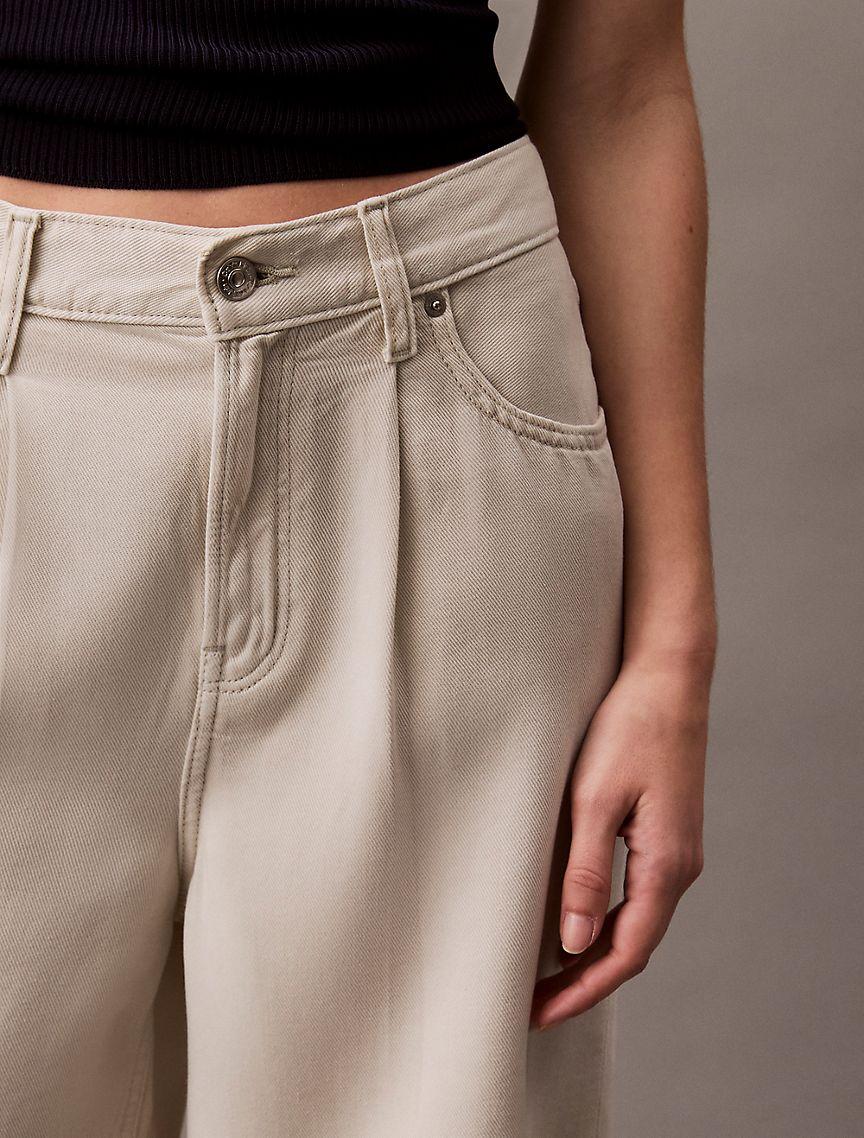 Pleated Relaxed Bermuda Denim Shorts Product Image