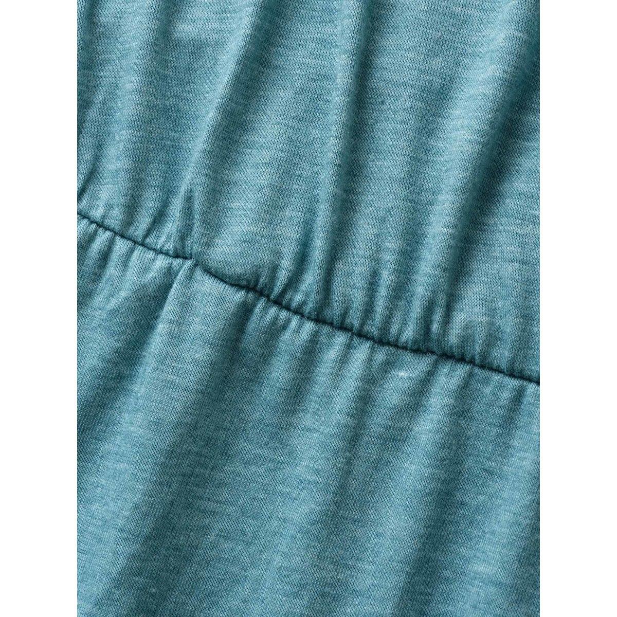 Plus Size Supersoft Essentials Solid Wrap Cap Sleeve Dress Turquoise Women Casual Overlapping Overlap Collar Cap Sleeve Curvy Midi Dress BloomChic 14-16/1X Product Image