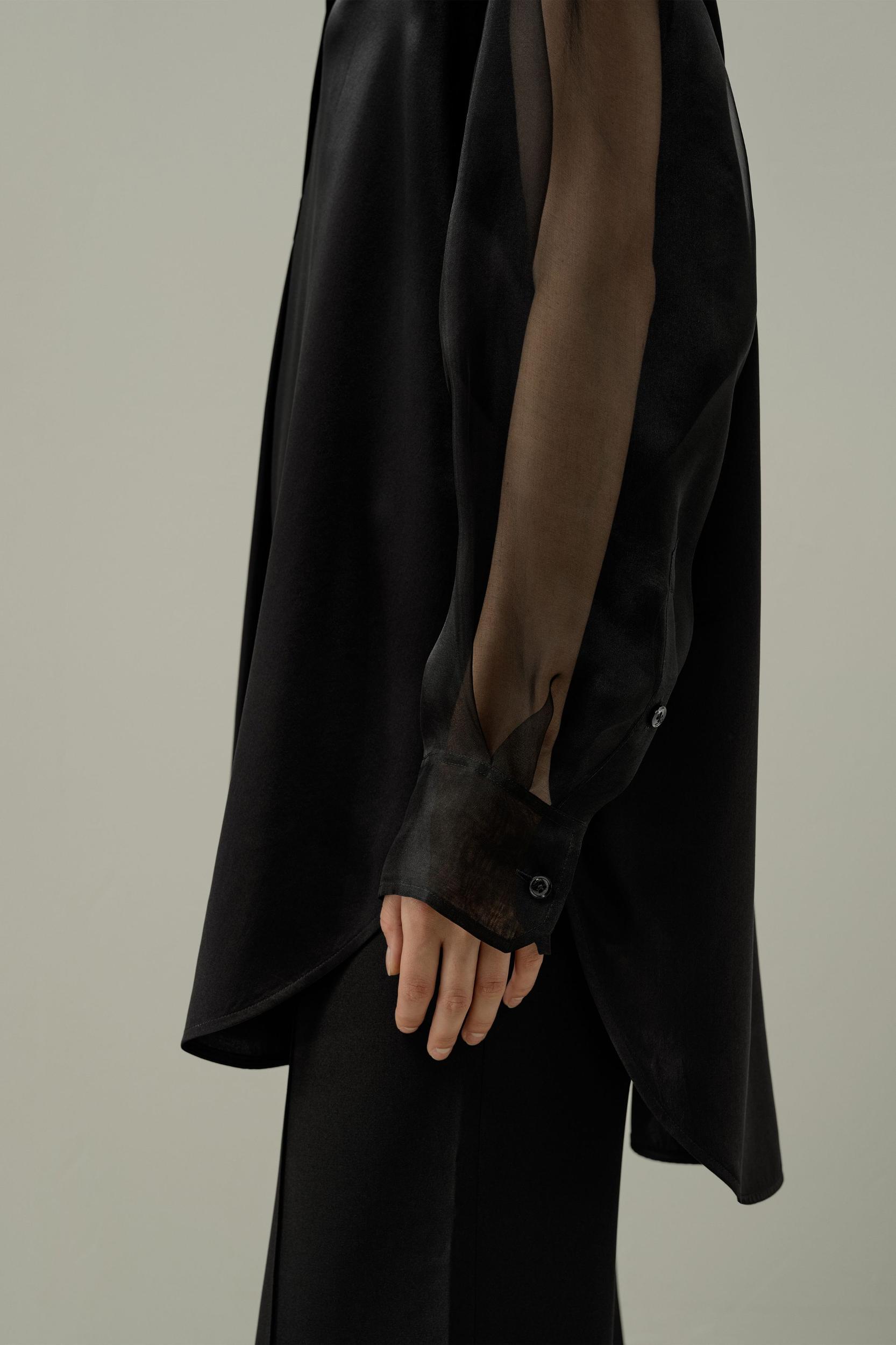 Silk Blouse with Organza Sleeves Product Image