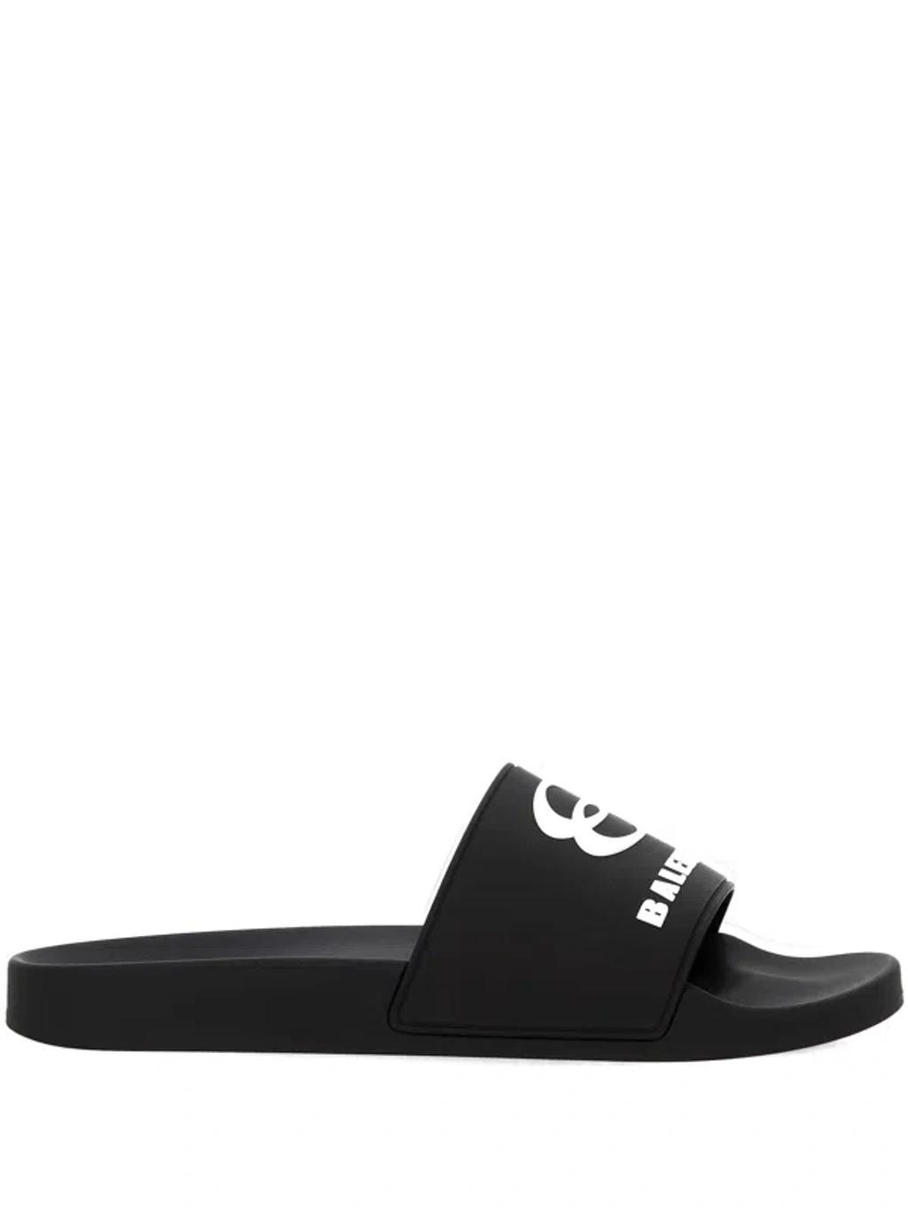 BALENCIAGA Rubber Slide Sandals For The Pool Men In Black White Product Image