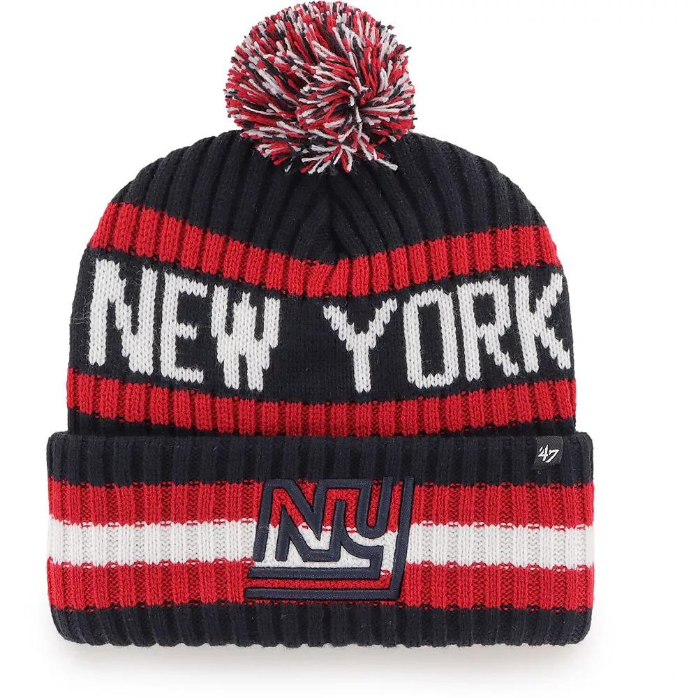 Men's '47 Navy New York Giants Legacy Bering Cuffed Knit Hat with Pom, Blue Product Image