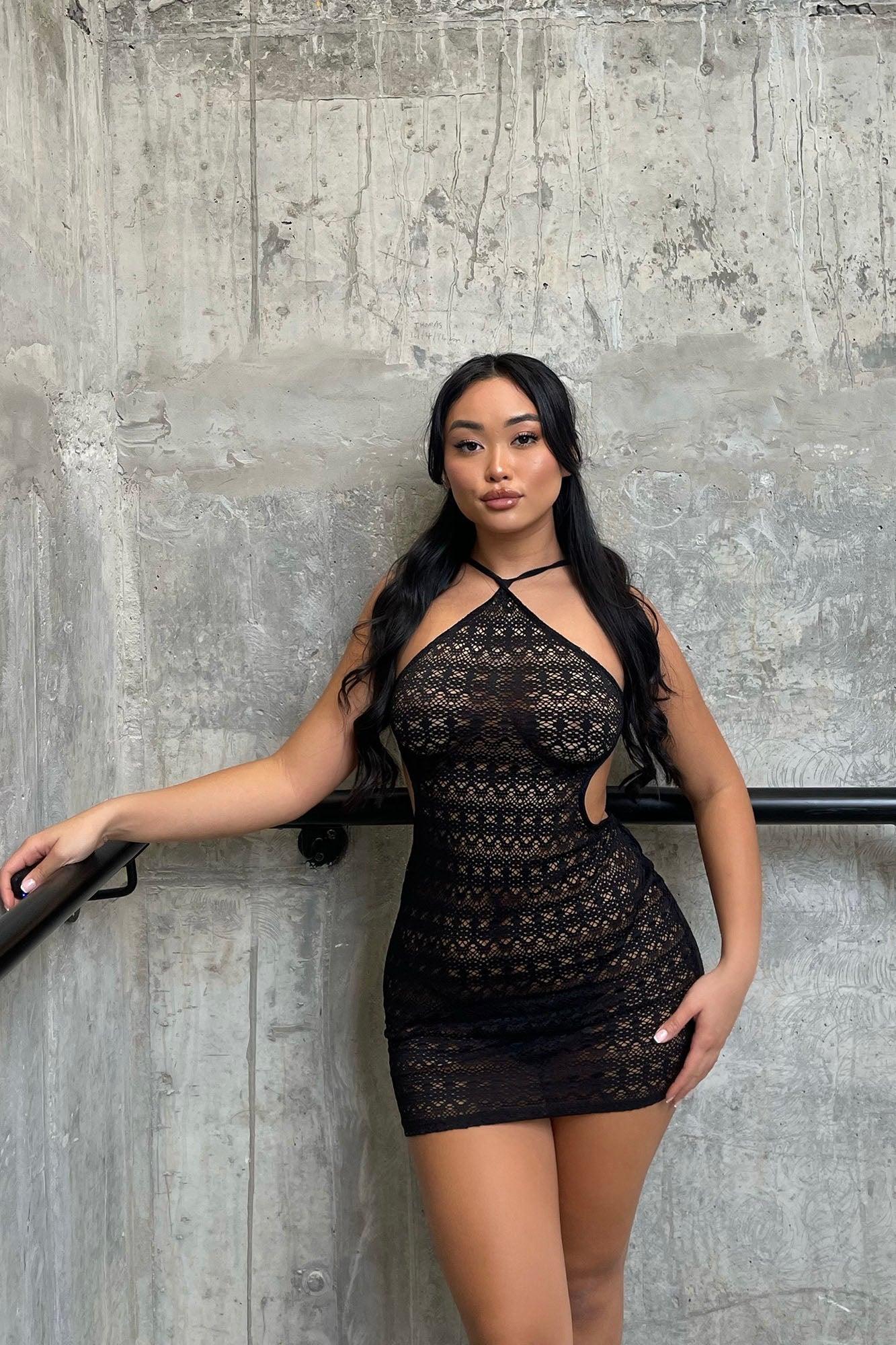 Chill Out Babe Tie Back Cover Up Dress - Black Product Image