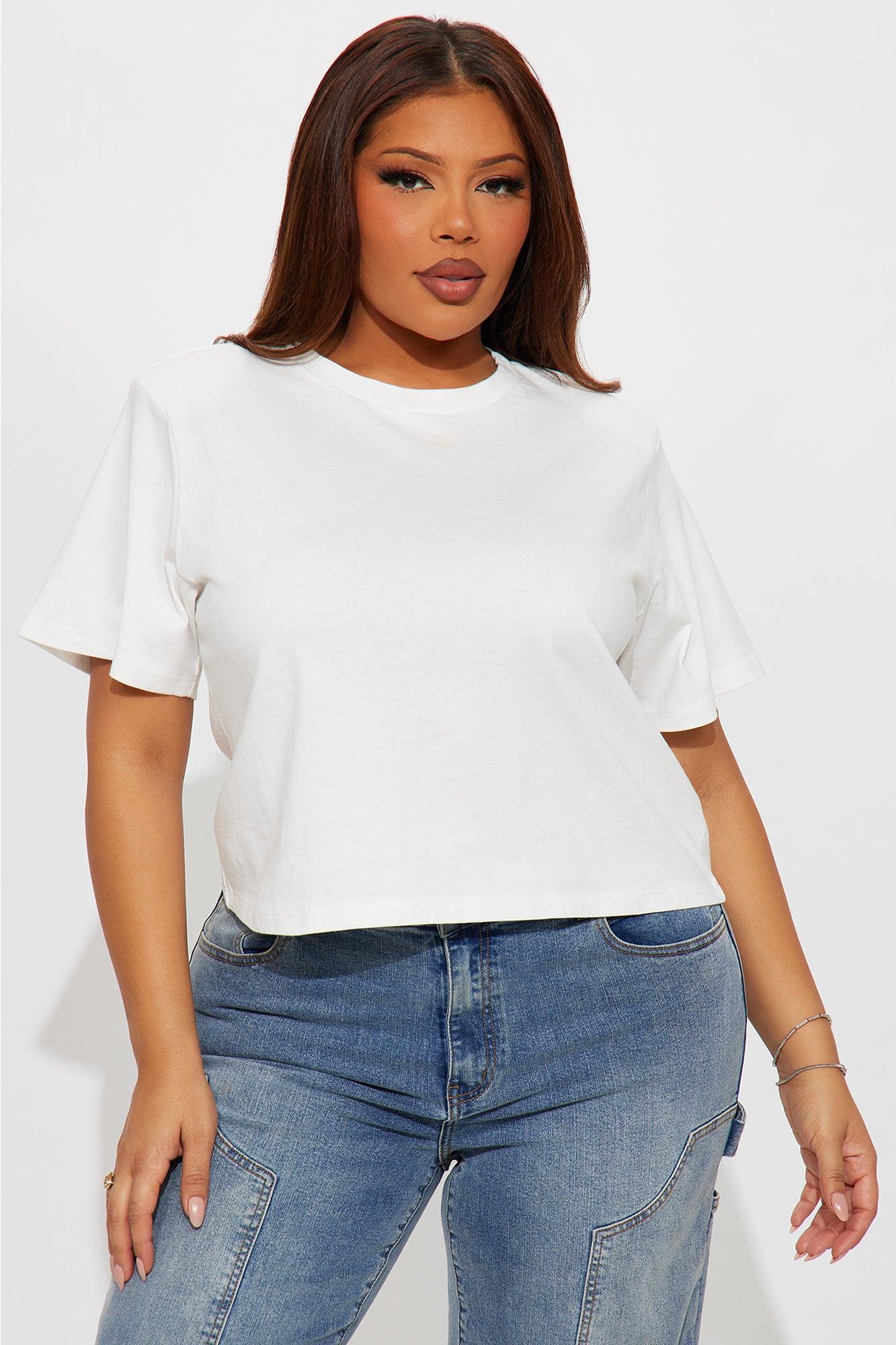 Sunny Shoulder Pad Tee - White Female Product Image