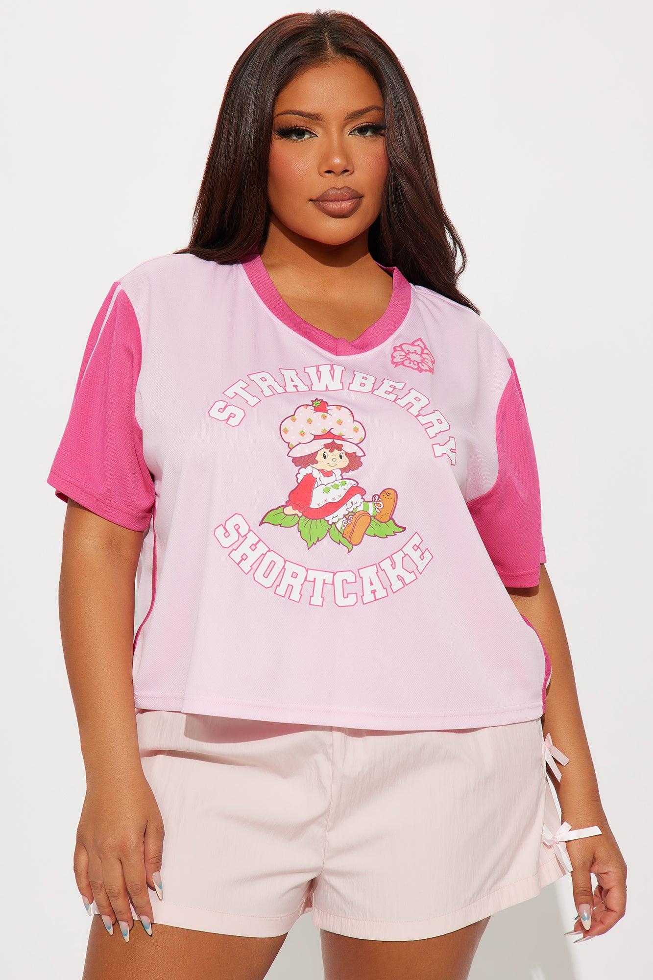 Strawberry Shortcake Striped Jersey Tee - Pink/combo Product Image